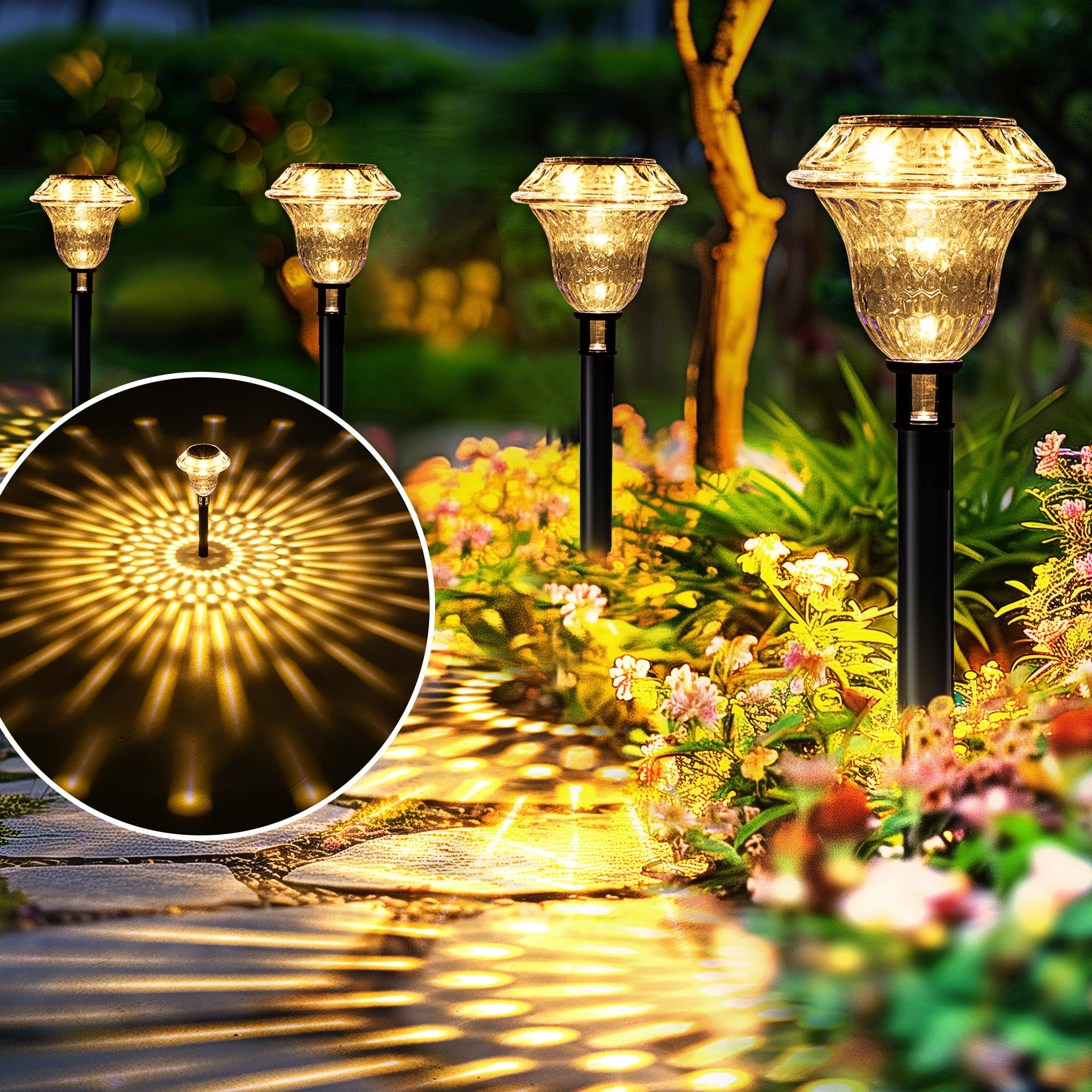Solpex Solar Pathway Lights Garden Decor For Yard, Garden Lights Solar Powered Waterproof Landscape Lighting, Solar Outdoor Lights Porch Decor For Path Walkway Driveway (6 Pack Warm White)