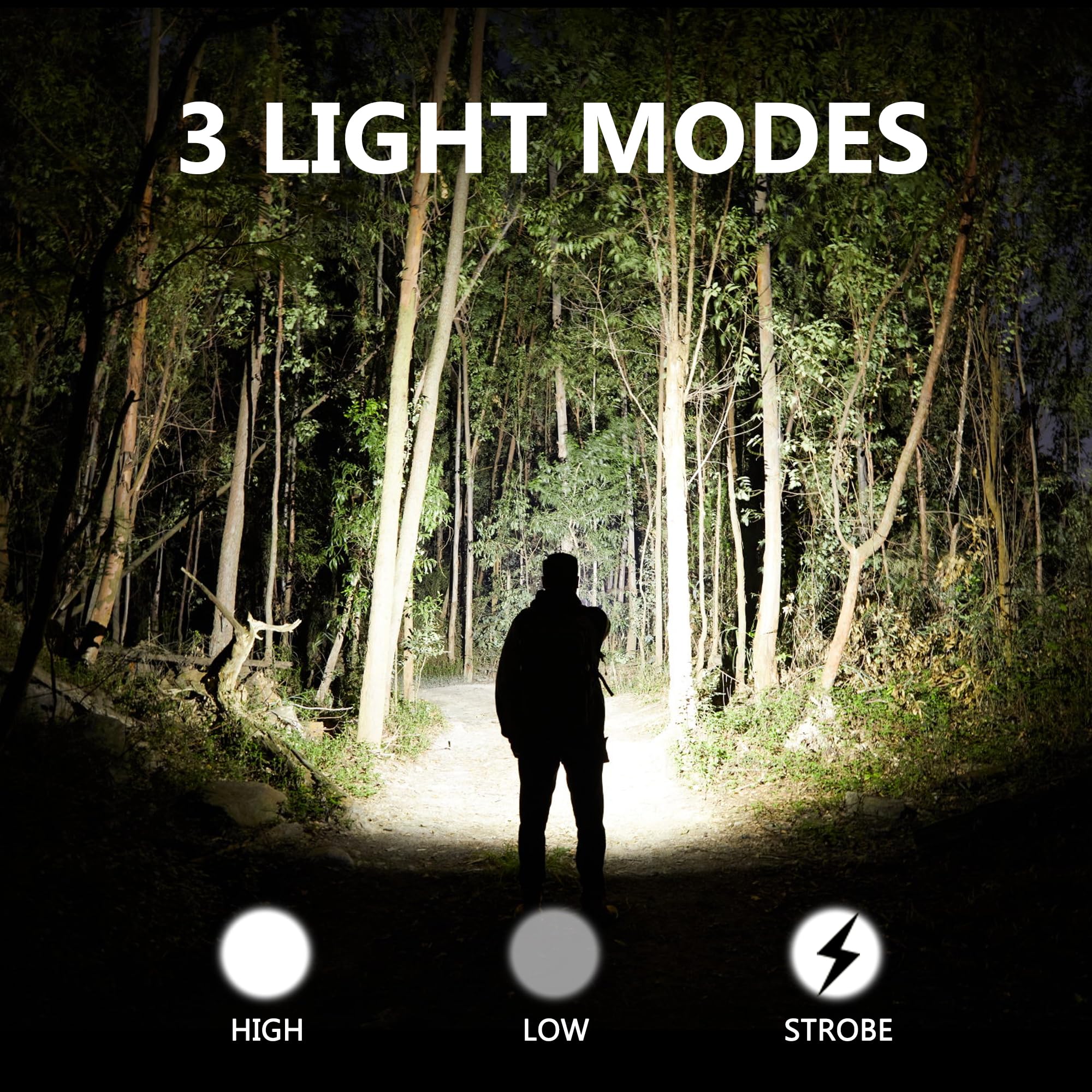Zyunmall Led Flashlight High Lumens 3 Modes White Light Handheld Flashlights For Outdoor Activity & Emergency Use, 4-Pack
