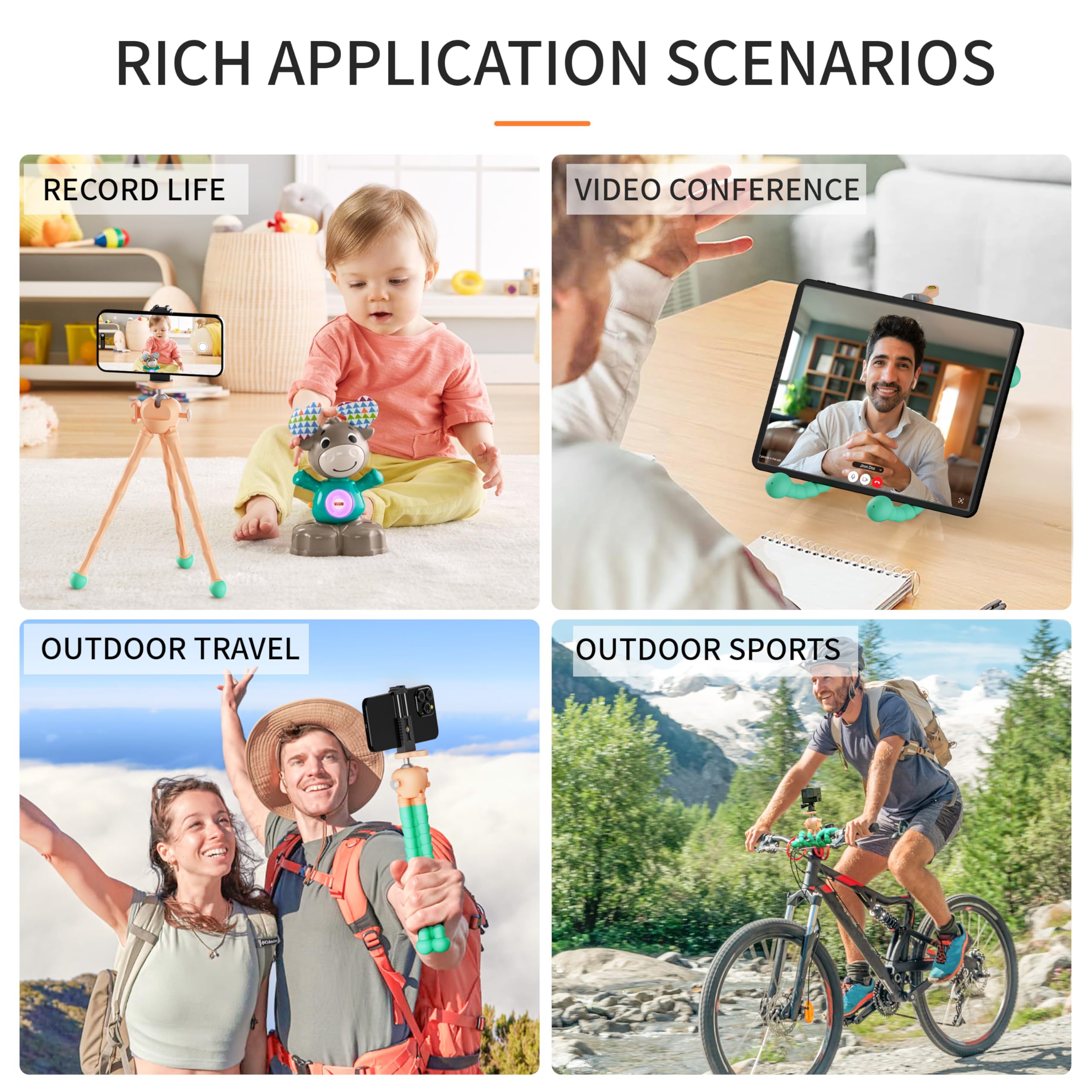 Jishane Flexible Phone Tripod With Wireless Remote & Universal Phone Holder - Portable Octopus Tripod For Cellphone Camera - Perfect For Video Recording, Vlogging, Selfies, Outdoor Travel