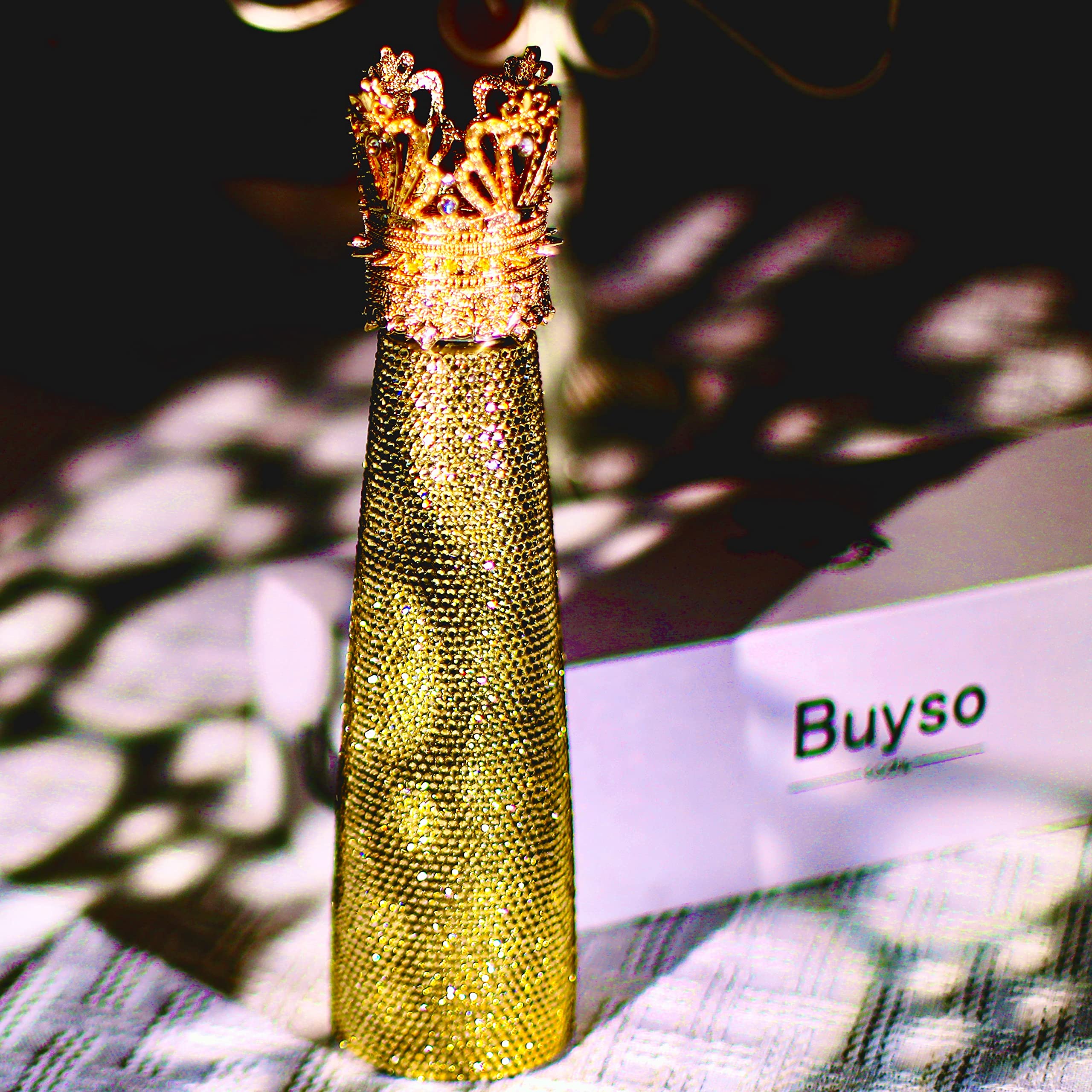 Luxury Diamond Water Bottle Gold Bling Reusable Insulated Stainless Steel