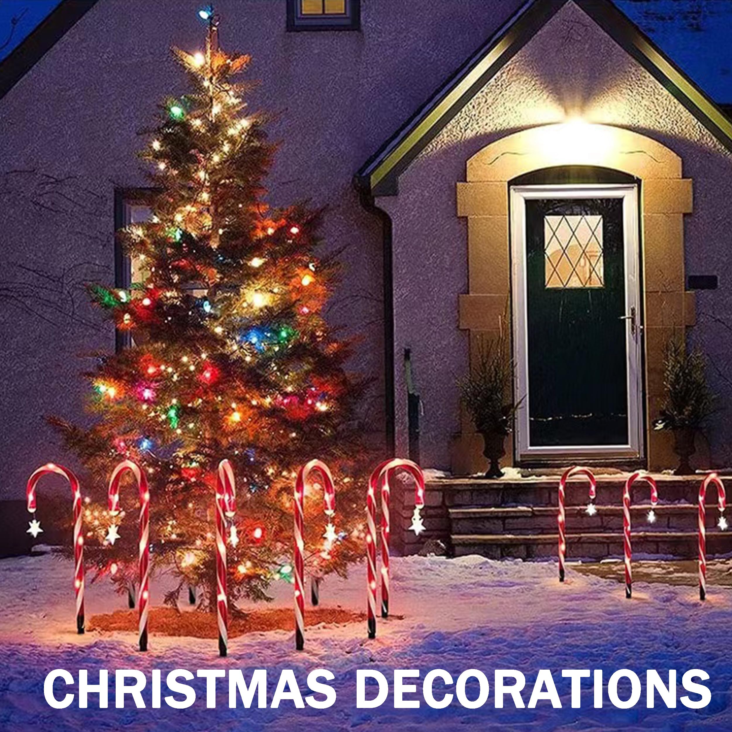 Koboin Christmas Decorations 8 Pack 19" Walk Way Candy Canes - Christmas Lights Candy Cane Pathwayxmas Solar Candycandy Cane Christmas Lights Outdoor ，Outdoor Christmas Lights Yard