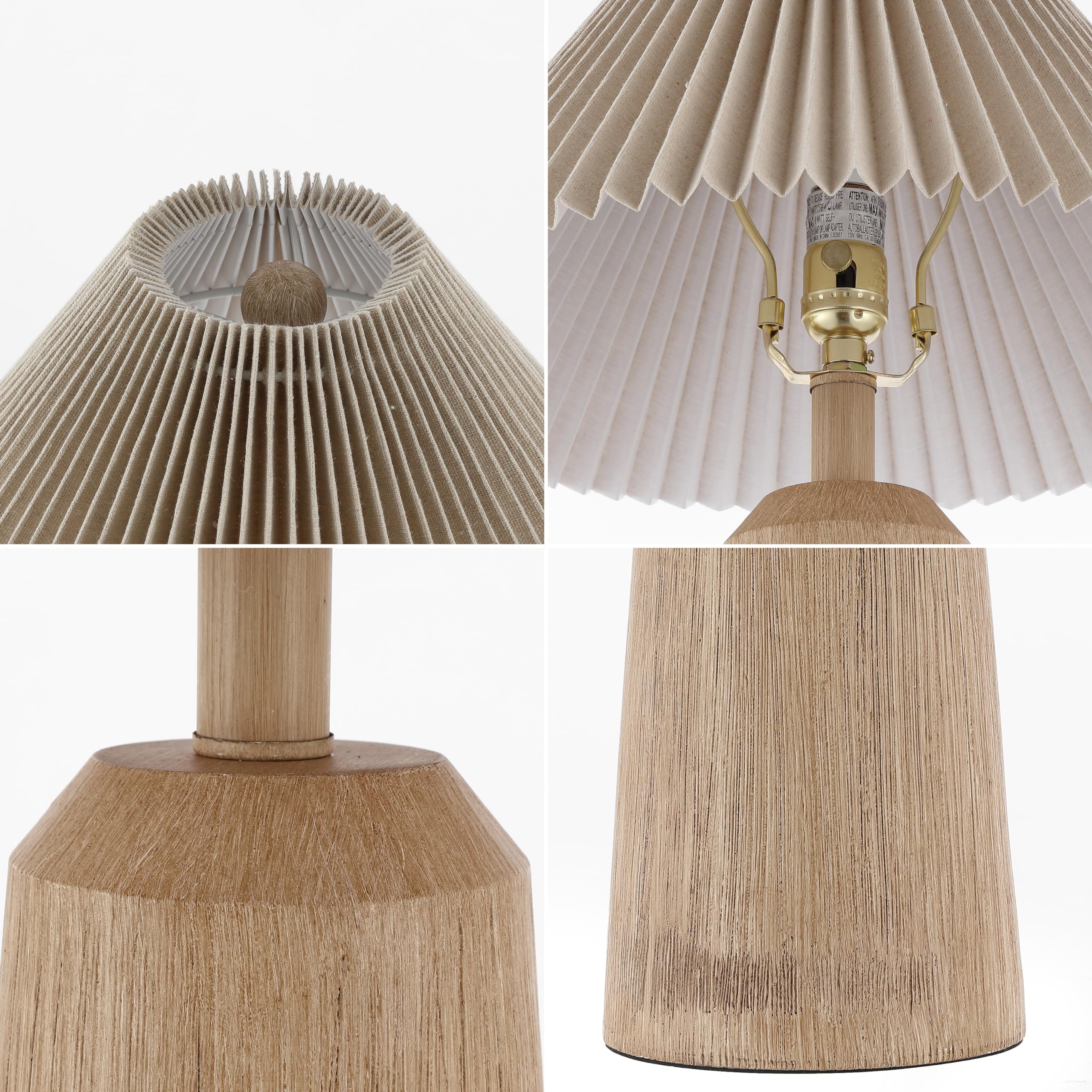 Jonathan Y Jyl1146A Arvid 20.5" Rustic Scandinavian Resin/Iron Lighthouse Led Table Lamp With Pleated Shade, Beige Wood Finish, For Bedroom, Living Room, Entry Console