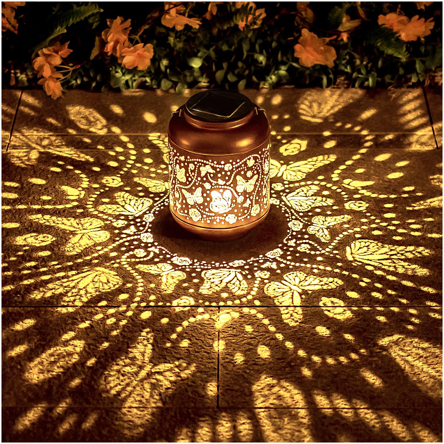 Srdjxy Butterfly Solar Lanterns Outdoor Waterproof Hanging Solar Lights Butterfly  For Women/Men/Butterfly Lovers  Metal Decorative Led Butterfly Lanterns For Garden Decor,Patio,Lawn,Pathway,Yard