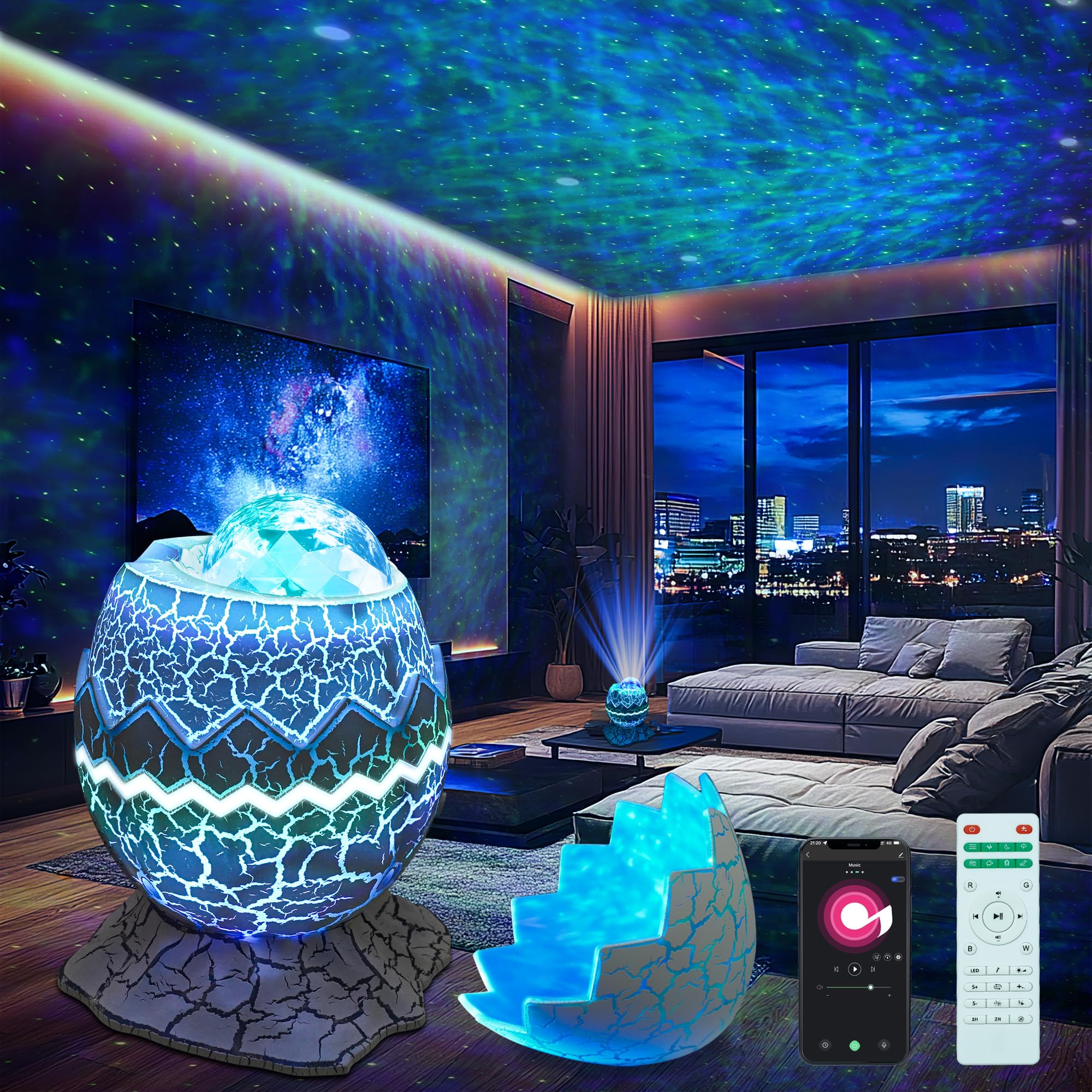 Flyeagle Star Projector Night Light, Galaxy Projector For Bedroom, 15 Color Mode Built-In 8 White Noise, And Bluetooth 5.1 Speaker, Remote & App Control, Timer Function, Christmas Light Projector For Kids