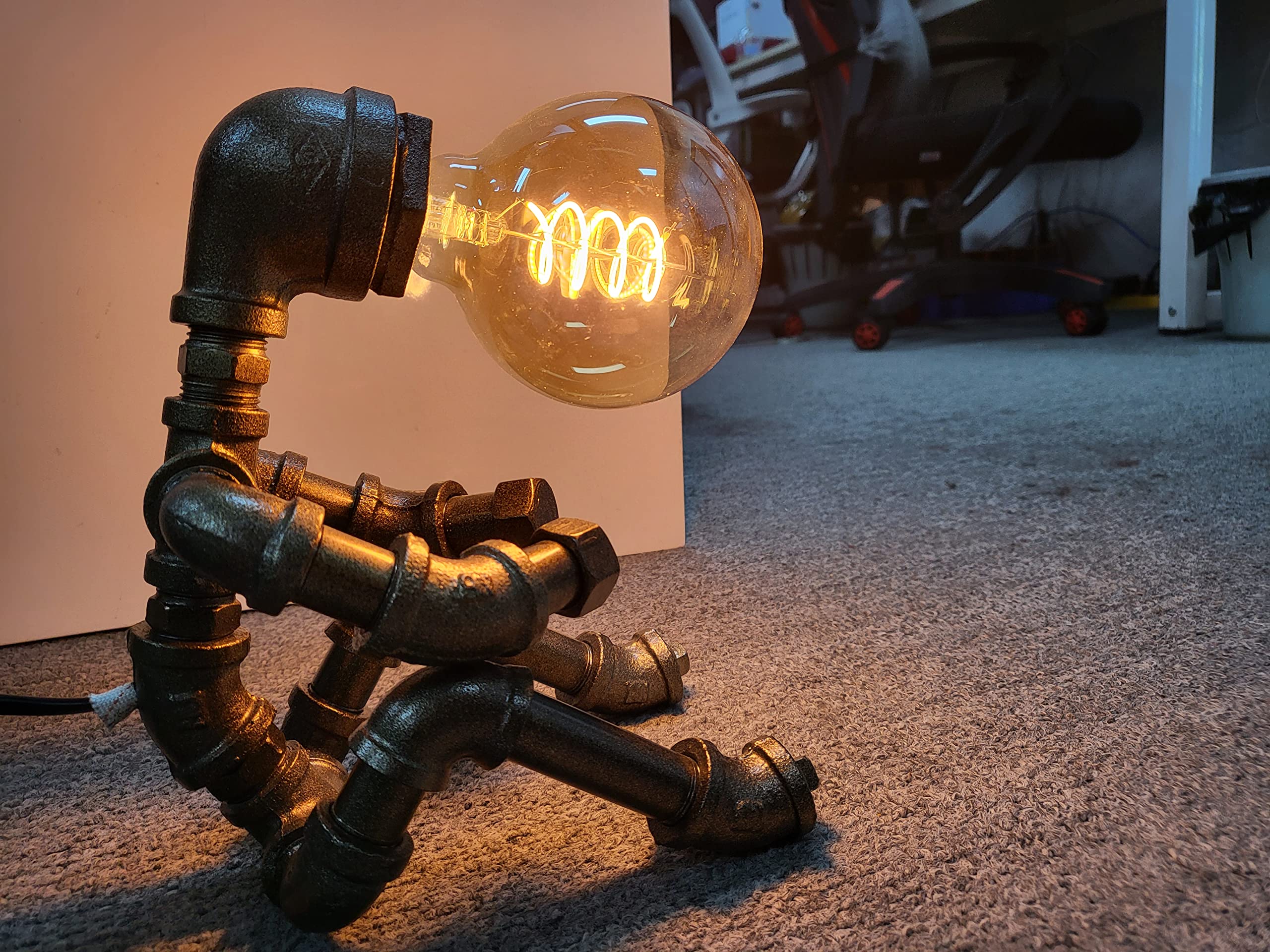 Wubianjie Retro Industrial Robot Lamp - Bronze Steampunk Style, Creative Cool Atmosphere Decoration