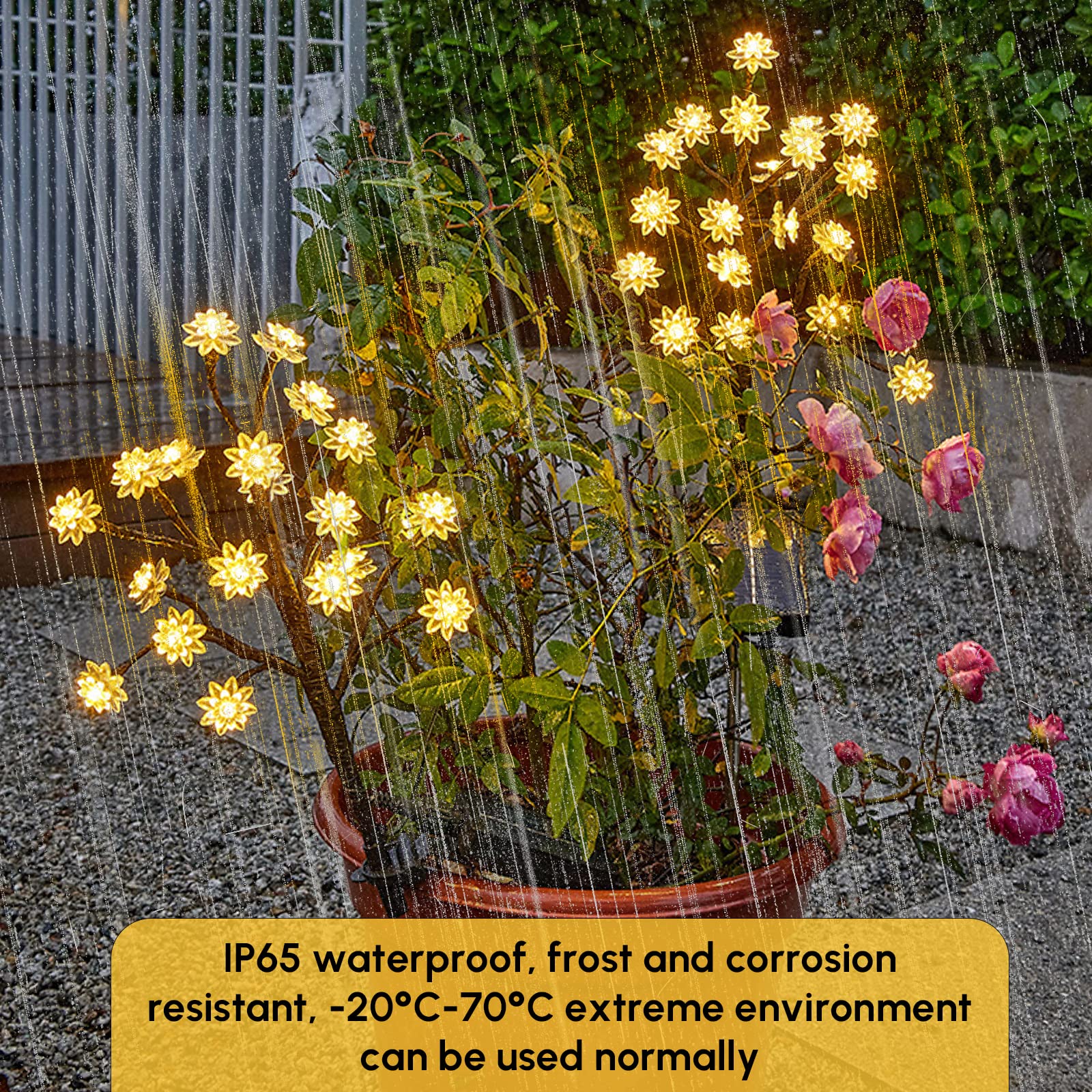 Originalsourcing Solar Outdoor Lights - Waterproof Landscape Decor With Adjustable Flower Tree Stems For Garden, Patio, Pathway (Yellow, 2 Pack)