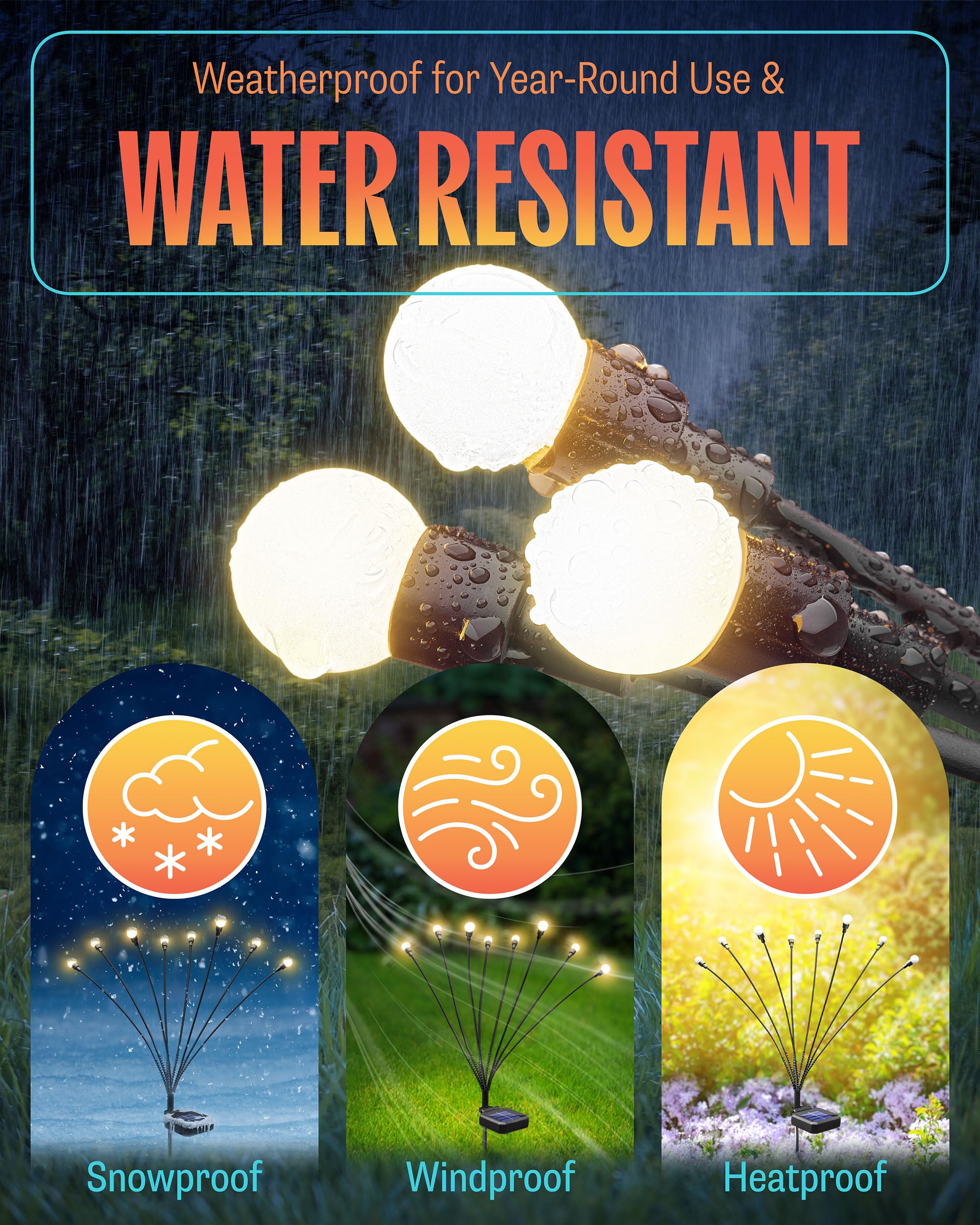 Trustilux Firefly Outdoor Solar Lights 6 Pack  Unique Anyangle System To Customize 48 Solar Garden Lights Position  30% Brighter, Plant-Safe Swaying Firefly Lights  Money-Saving Balcony Patio Decor