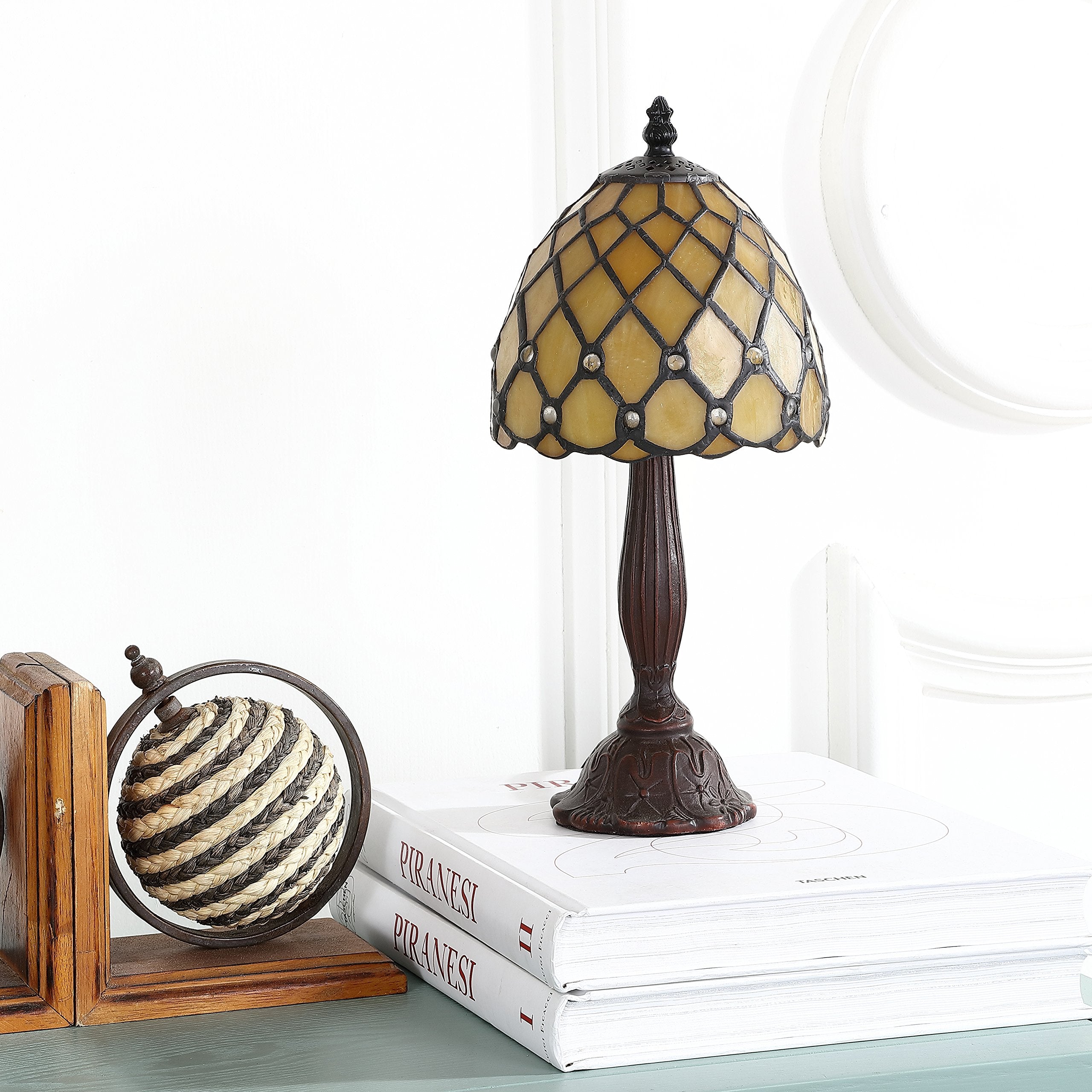 Jonathan Y Jyl8015A Campbell Tiffany-Style 12.5" Led Table Lamp Tiffany,Traditional For Bedroom, Living Room, Office, College Dorm, Coffee Table, Bookcase, Bronze