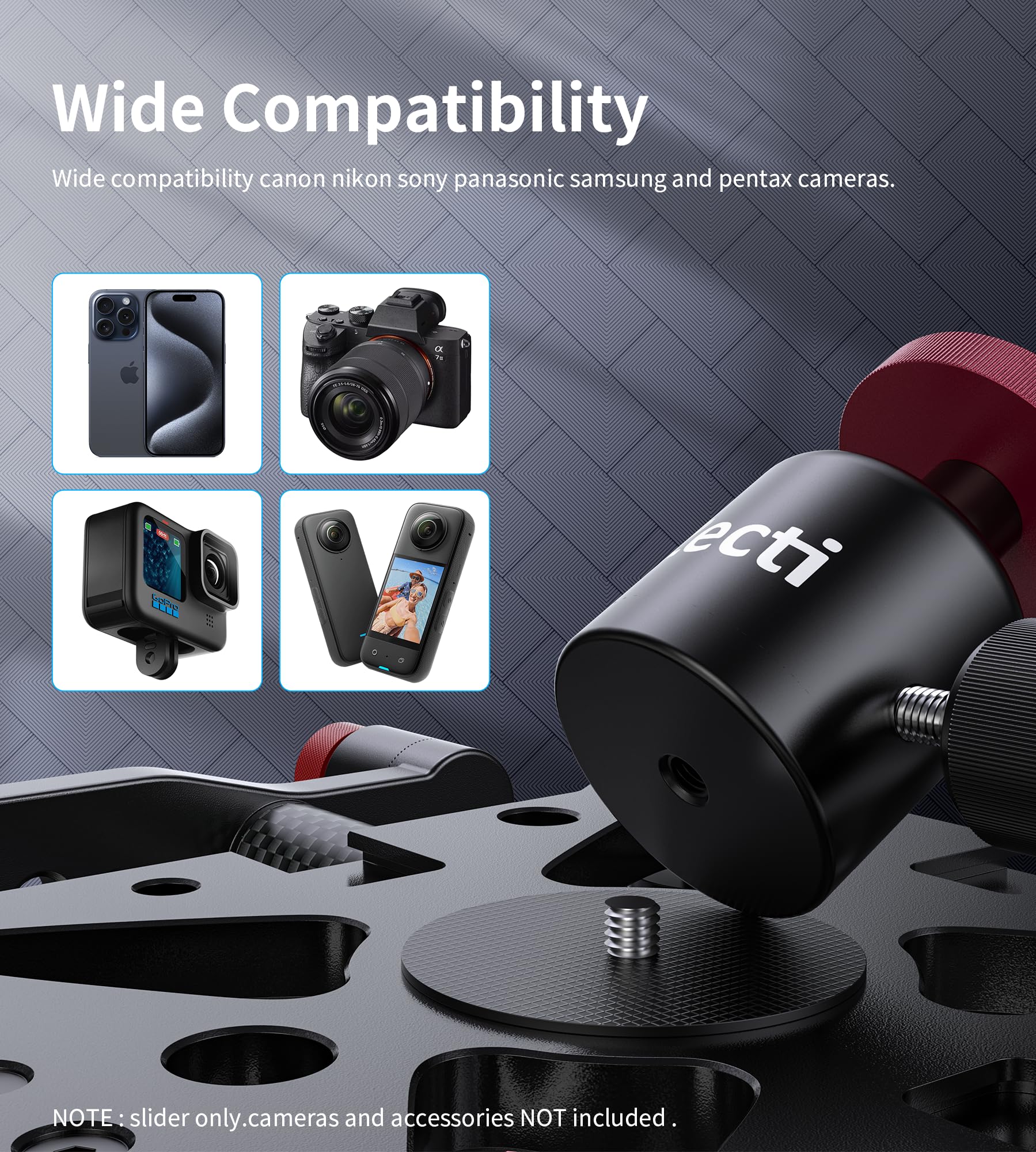 Zecti Camera Slider 16 "/40 Cm Adjustable Carbon Fiber Camera Dolly Track Slider Video Stabilizer Rail For Camera Dslr Video Movie Photography Camcorder Stabili & Phone