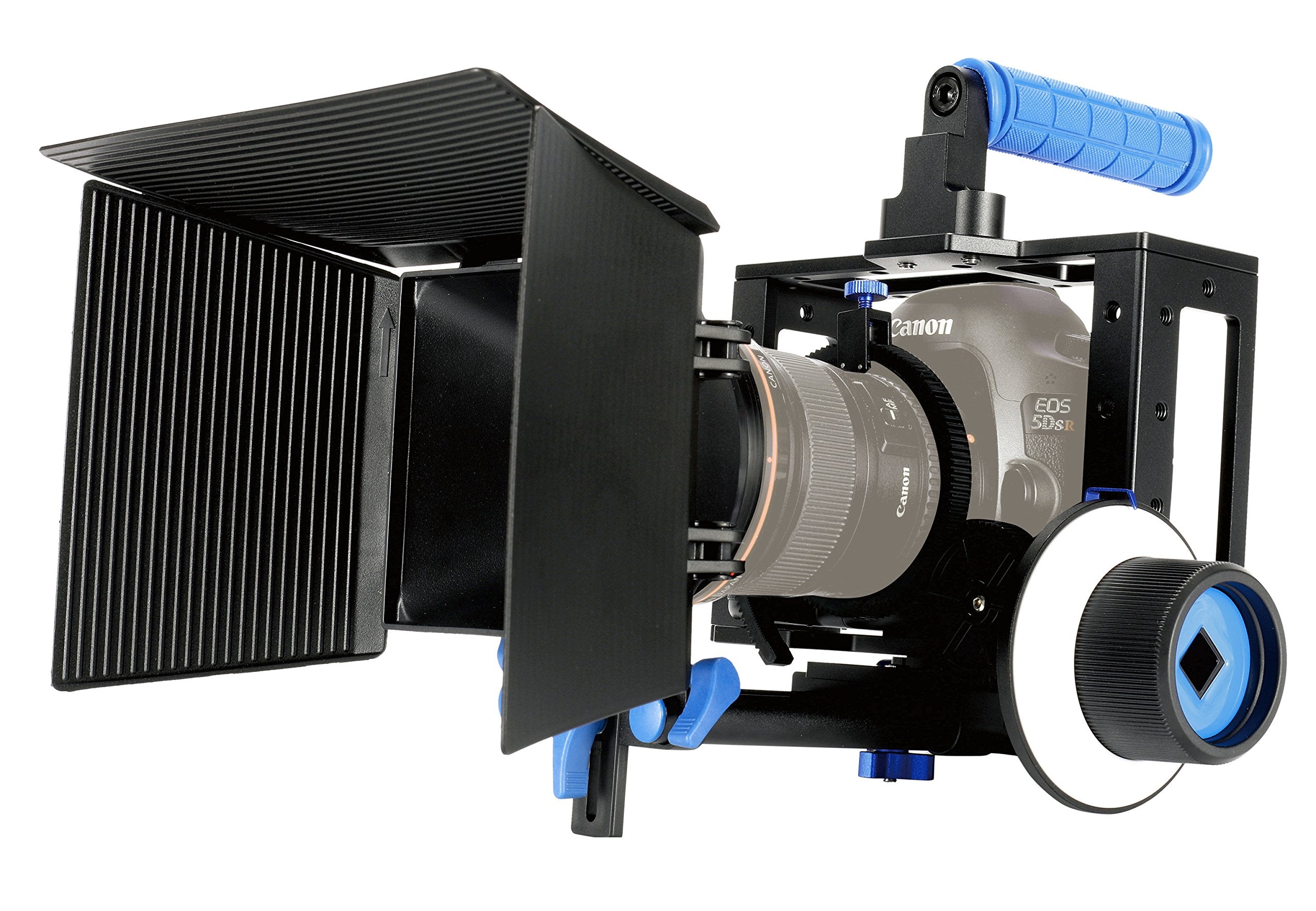 Sunsmart Pro 5D Mark Ii Rig Cage With Top Handle+15Mm Aluminum Rod Block Plate, Follow Focus And Matte Box For Dslr Camera/Video And Camcorders