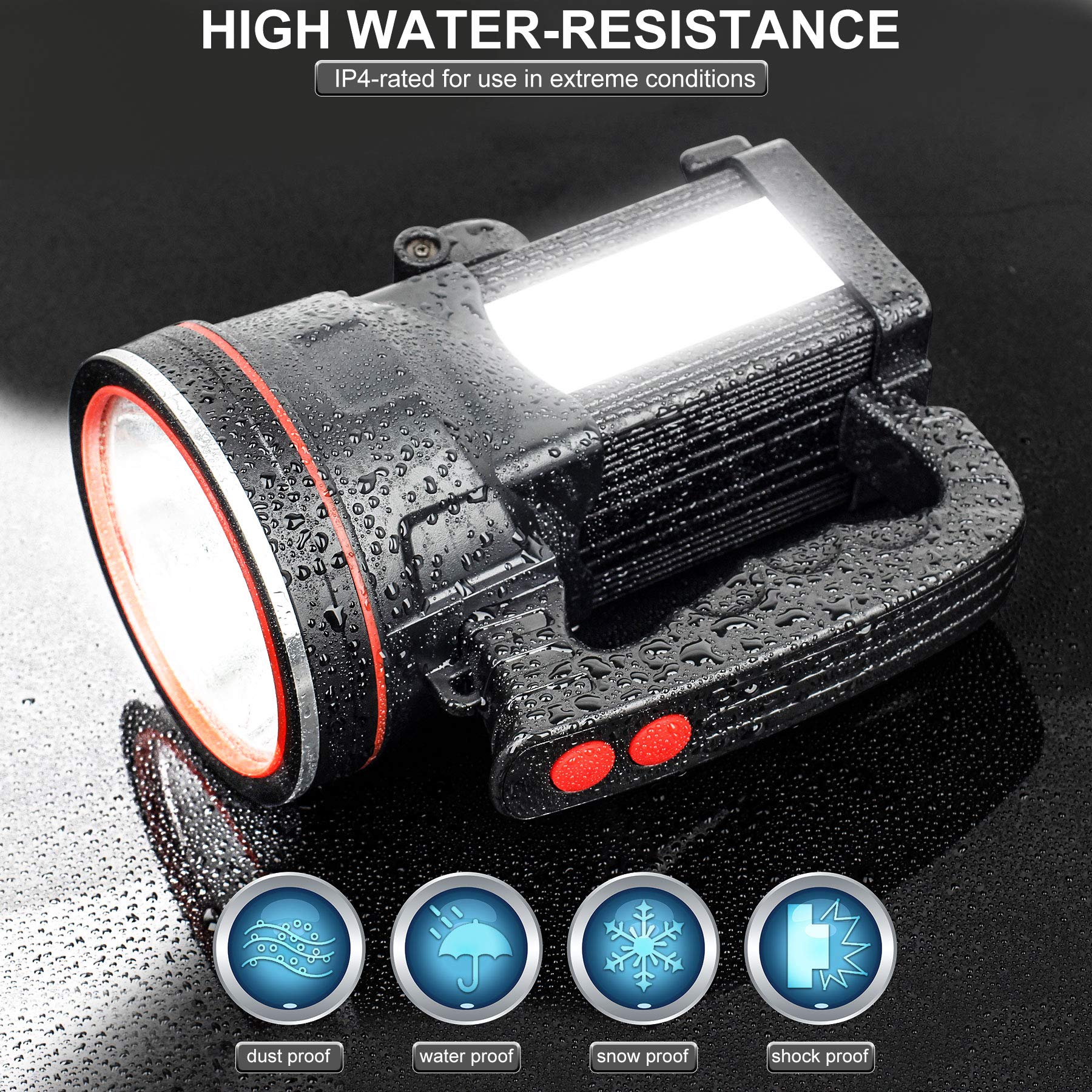 Anlook Flashlight Spotlight Rechargeable, High Lumens Handheld Spot Light, Super Bright Waterproof Spotlight With Stand For Outdoor Camping, Hiking, Fishing, Hunting, Boatting