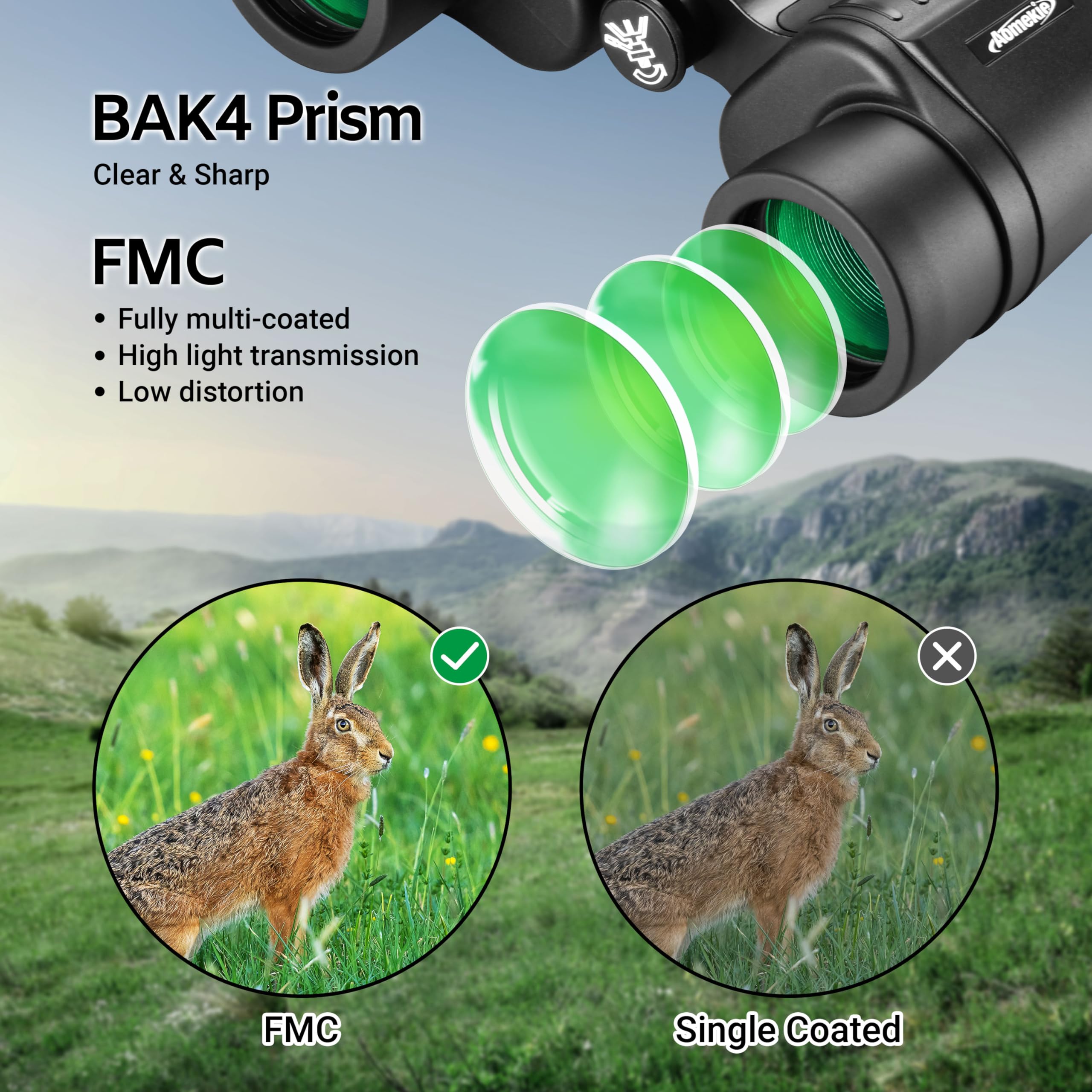 Aomekie 8X40 Binoculars For Adults High Powered Bak4 Prism Fmc Lens Full-Size Waterproof Hd Professional Binoculars For Bird Watching Hunting Outdoor Hiking Traveling