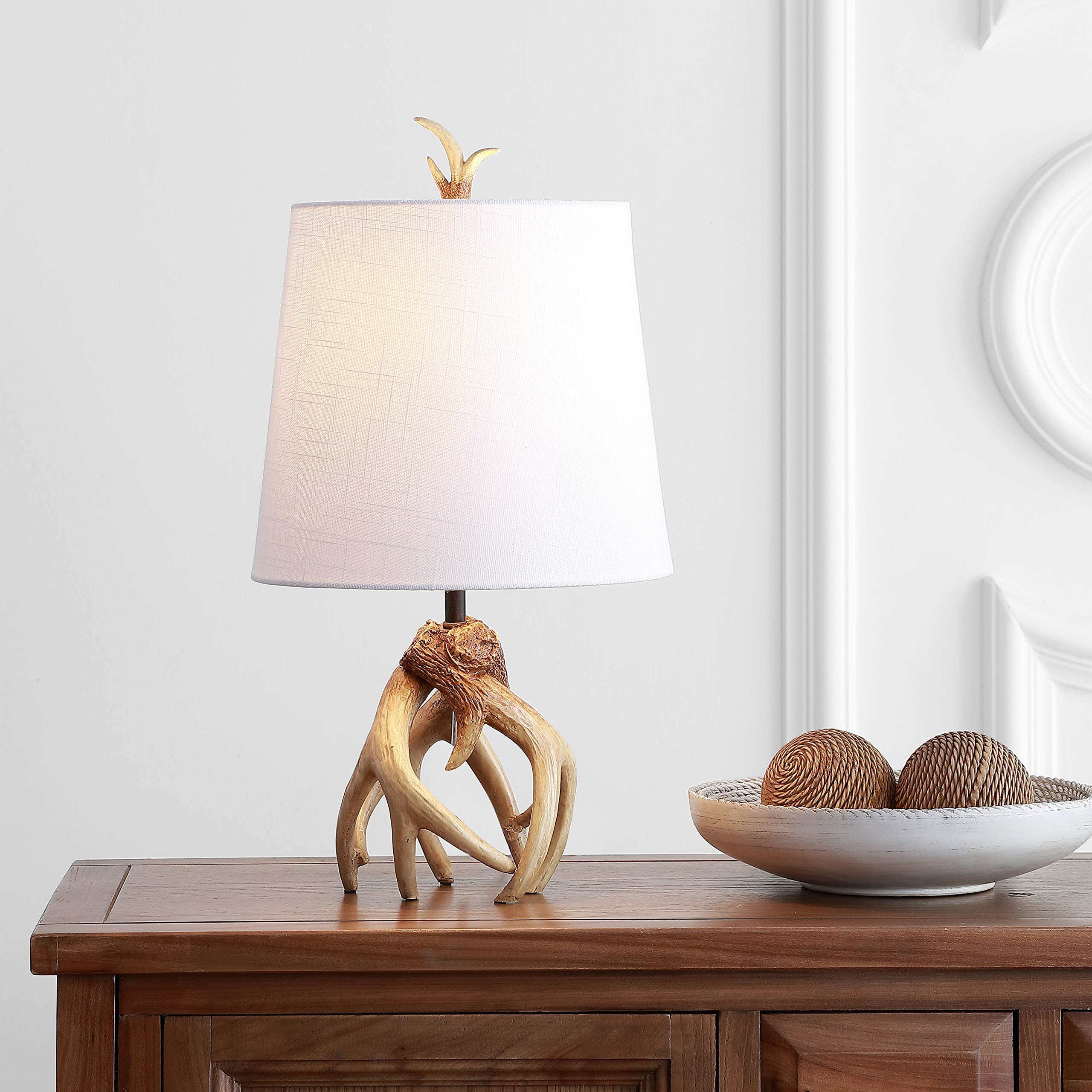 Jonathan Y Jyl4034A Vermont 19" Antler Resin Led Table Lamp Coastal Bedside Desk Nightstand Lamp For Bedroom Living Room Office College Bookcase Led Bulb Included, Natural