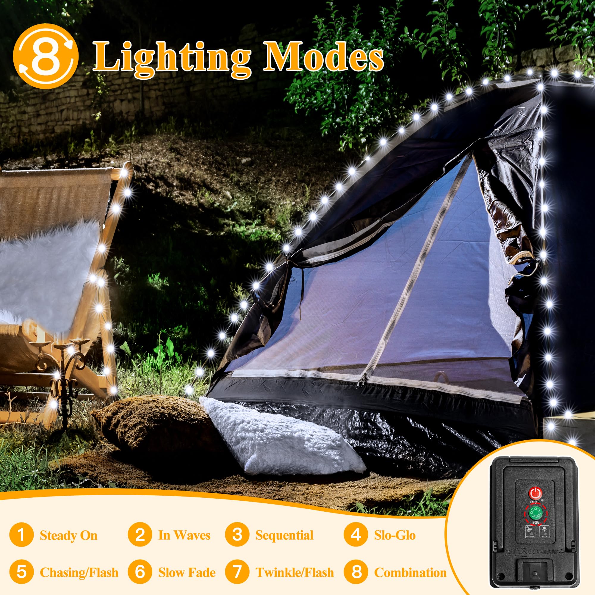 Ollny Solar Outdoor Lights, 2 Pack Total 132Ft 400Led Solar Fairy Lights, Ip67 Waterproof 8 Modes String Lights For Tree Yard Garden Patio Party, Cool White