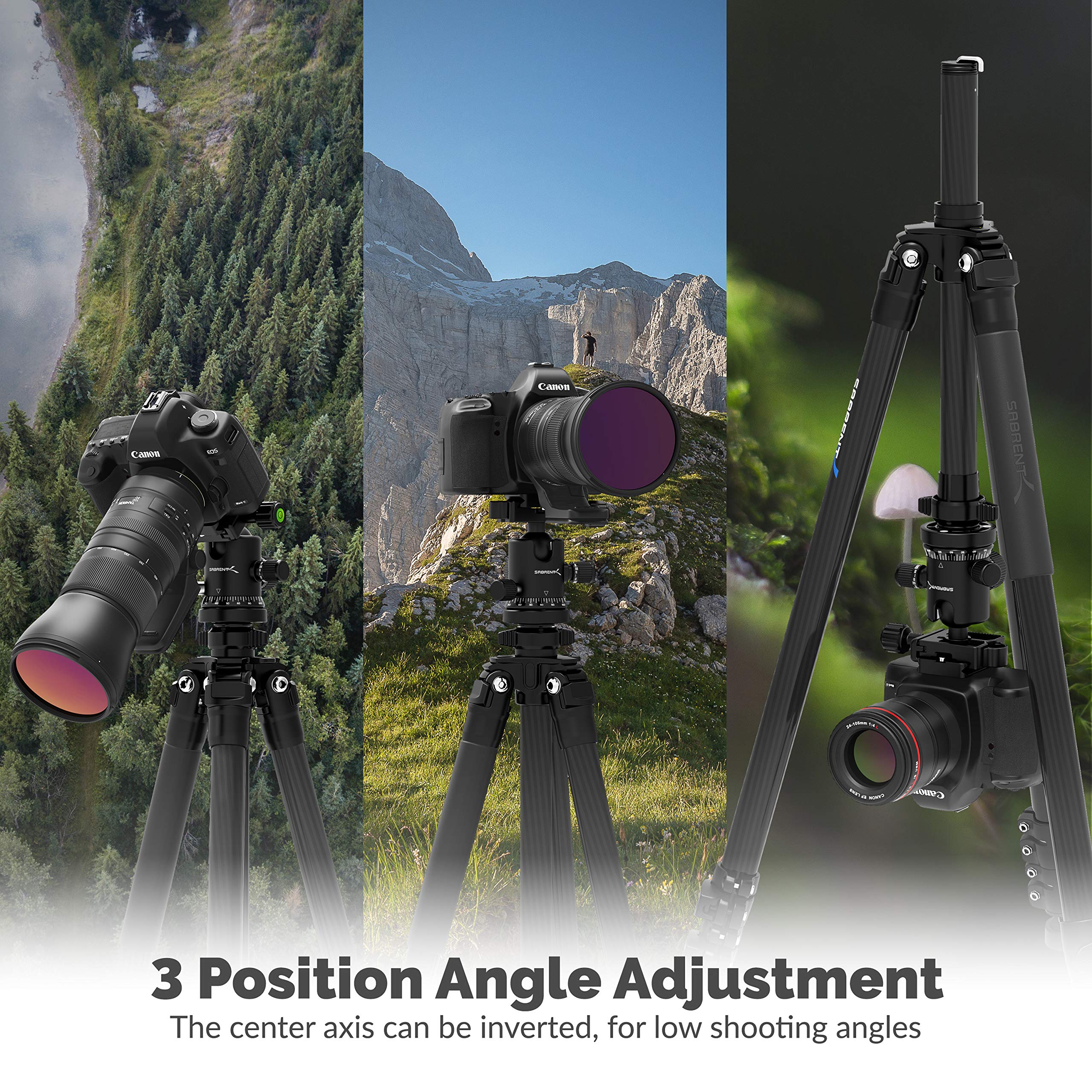 Sabrent 62 Inch Carbon Fiber Tripod With 360 Degree Camera Mount (Tp-Cf62)