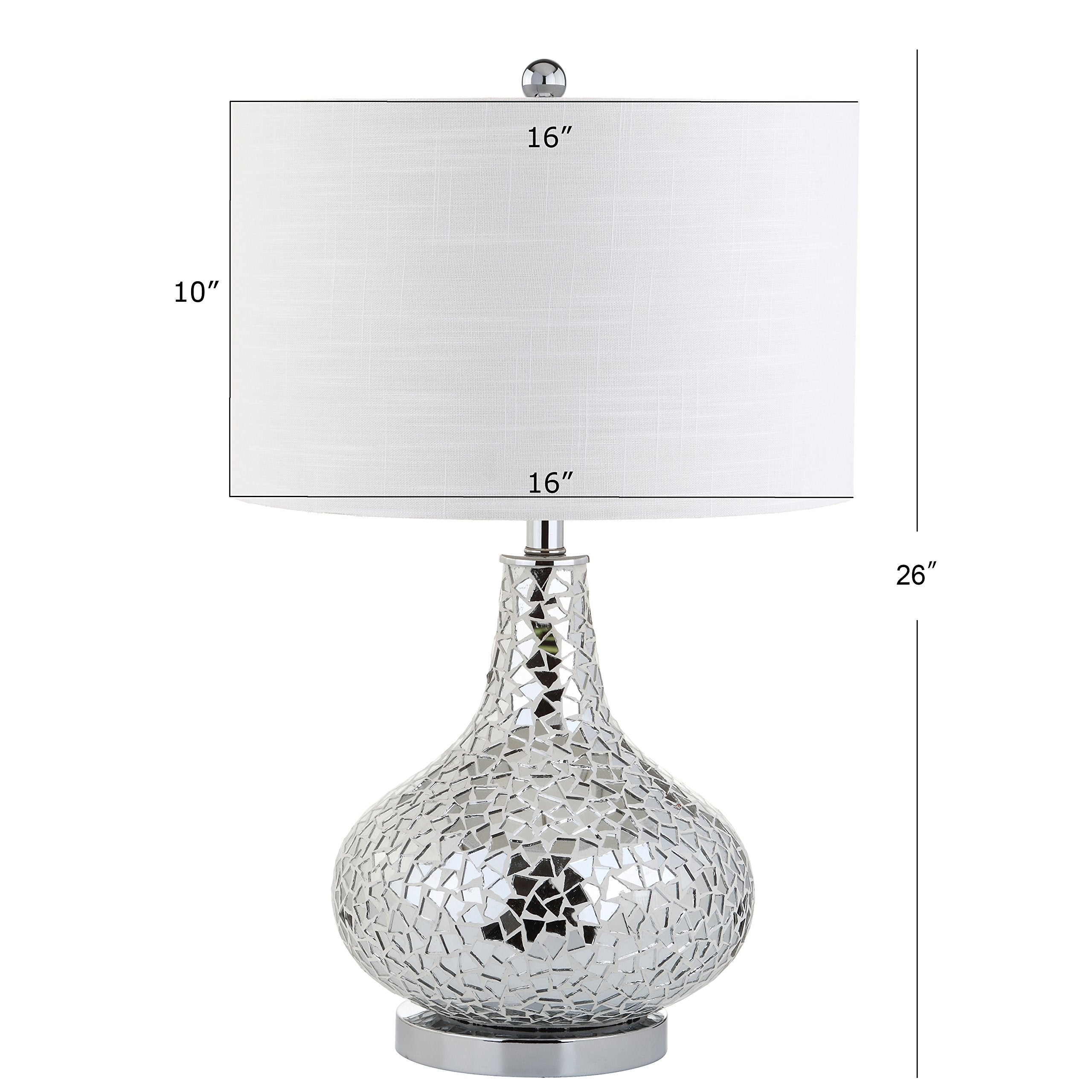 Jonathan Y Jyl1056A Emilia 26" Mirrored Mosaic Led Table Lamp Contemporary Glam Bedside Desk Nightstand Lamp For Bedroom Living Room Office College Bookcase Led Bulb Included, Silver