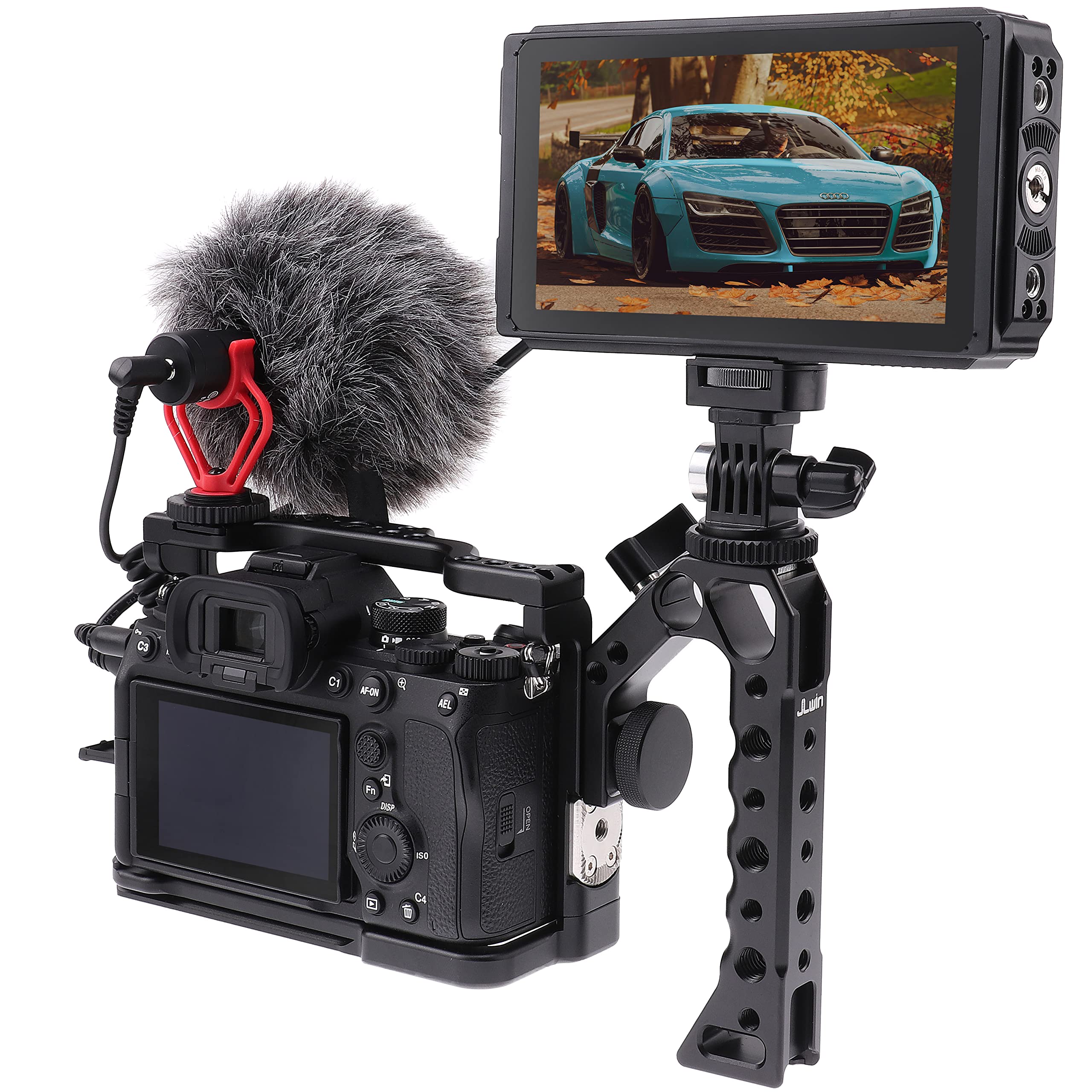 Fotga Jlwin Alloy Aluminum Camera Cage Bracket Stabilizer For Sony A7Iv A7 Mark Iv A7M4 A7Siii A7Sm3 Mirrorless Camera Video Film Making Compatible With Arca Swiss Clamp