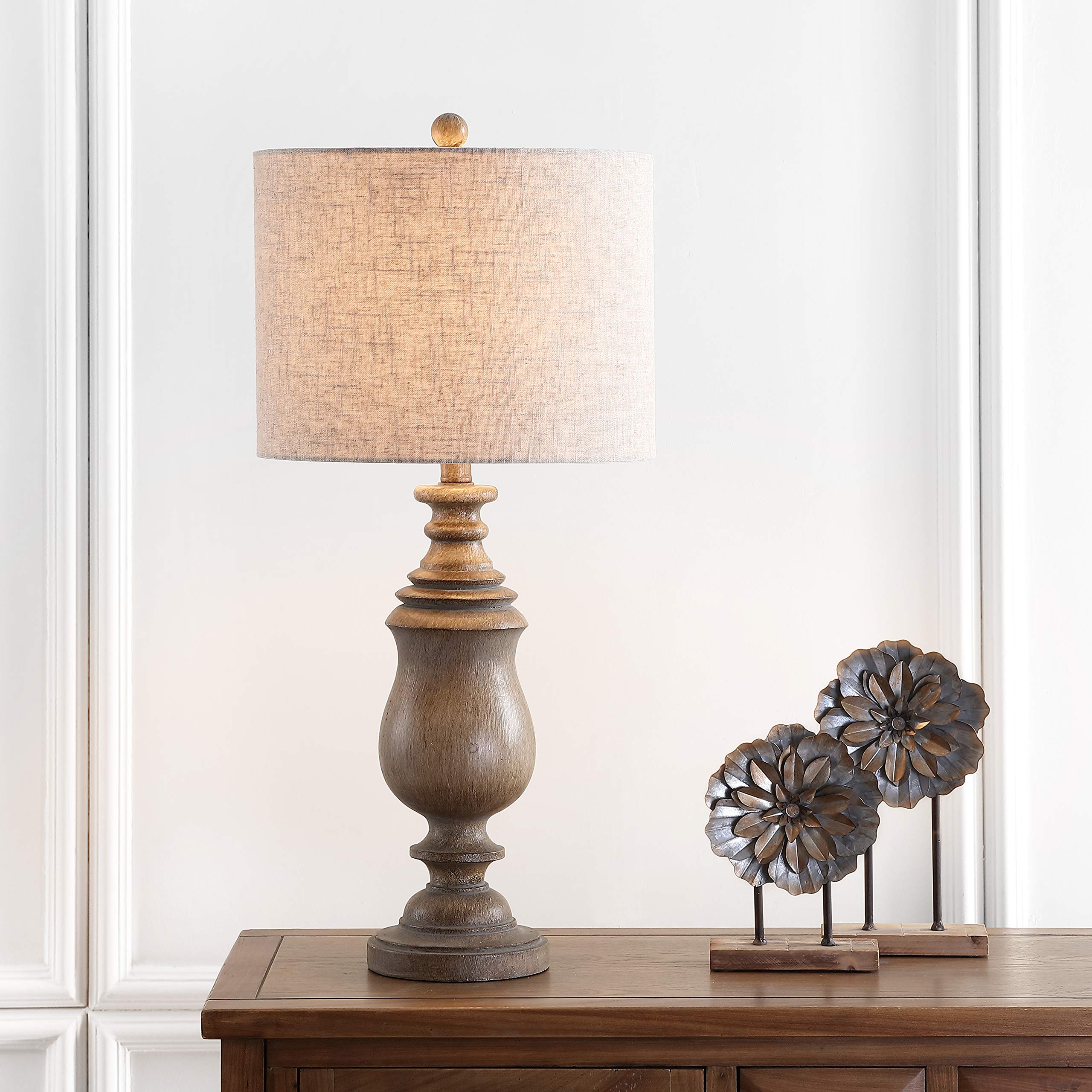 Jonathan Y Jyl3041A Abeline 28.5" Resin Led Table Lamp Traditional Transitional Bedside Desk Nightstand Lamp For Bedroom Living Room Office College Bookcase Led Bulb Included, Brown