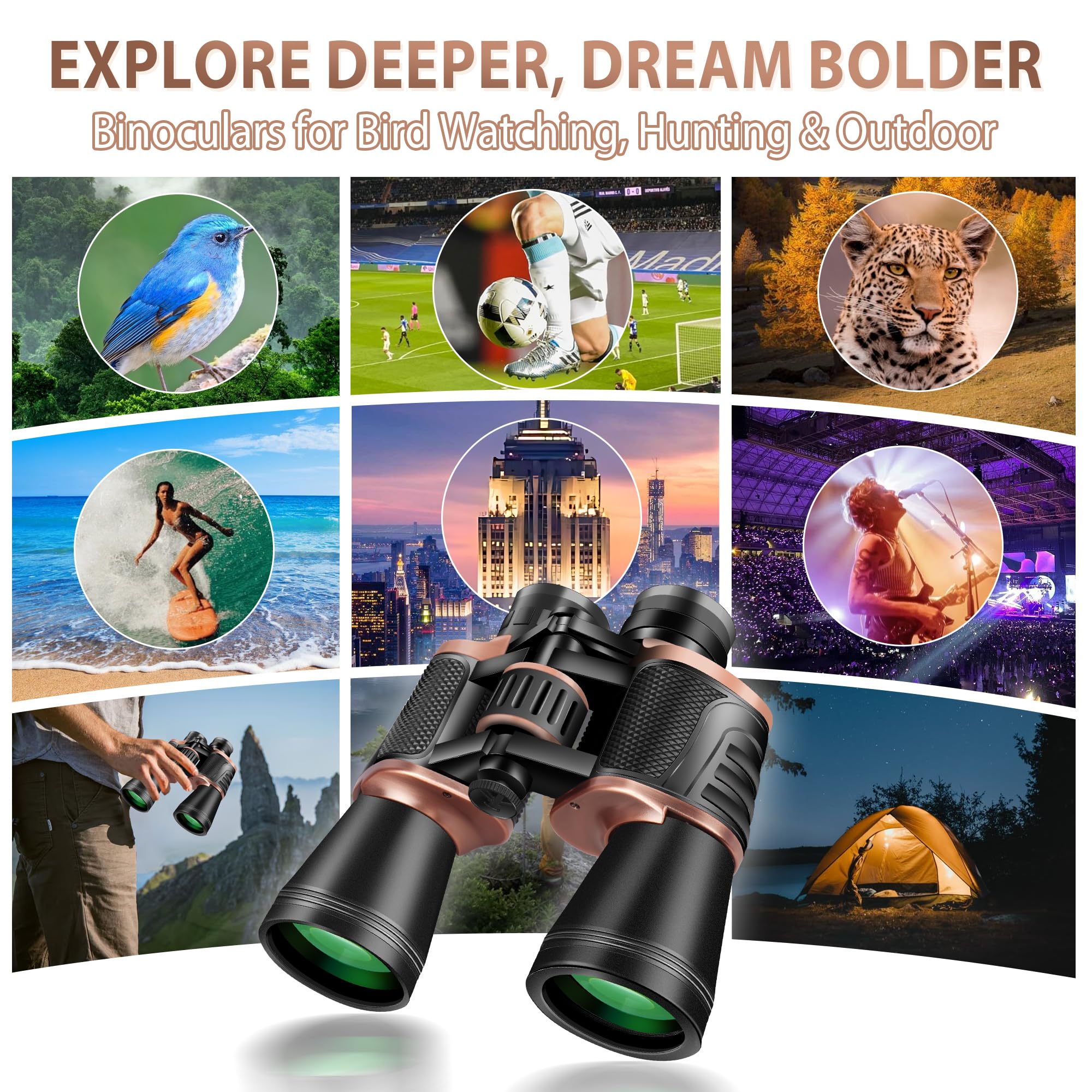 Gaterda 22X50 Binoculars For Adults High Powered, Bak-4 Prism Hd Fmc, Professional Waterproof Binoculars For Bird Watching, Hunting, Travel With Carrying Bag