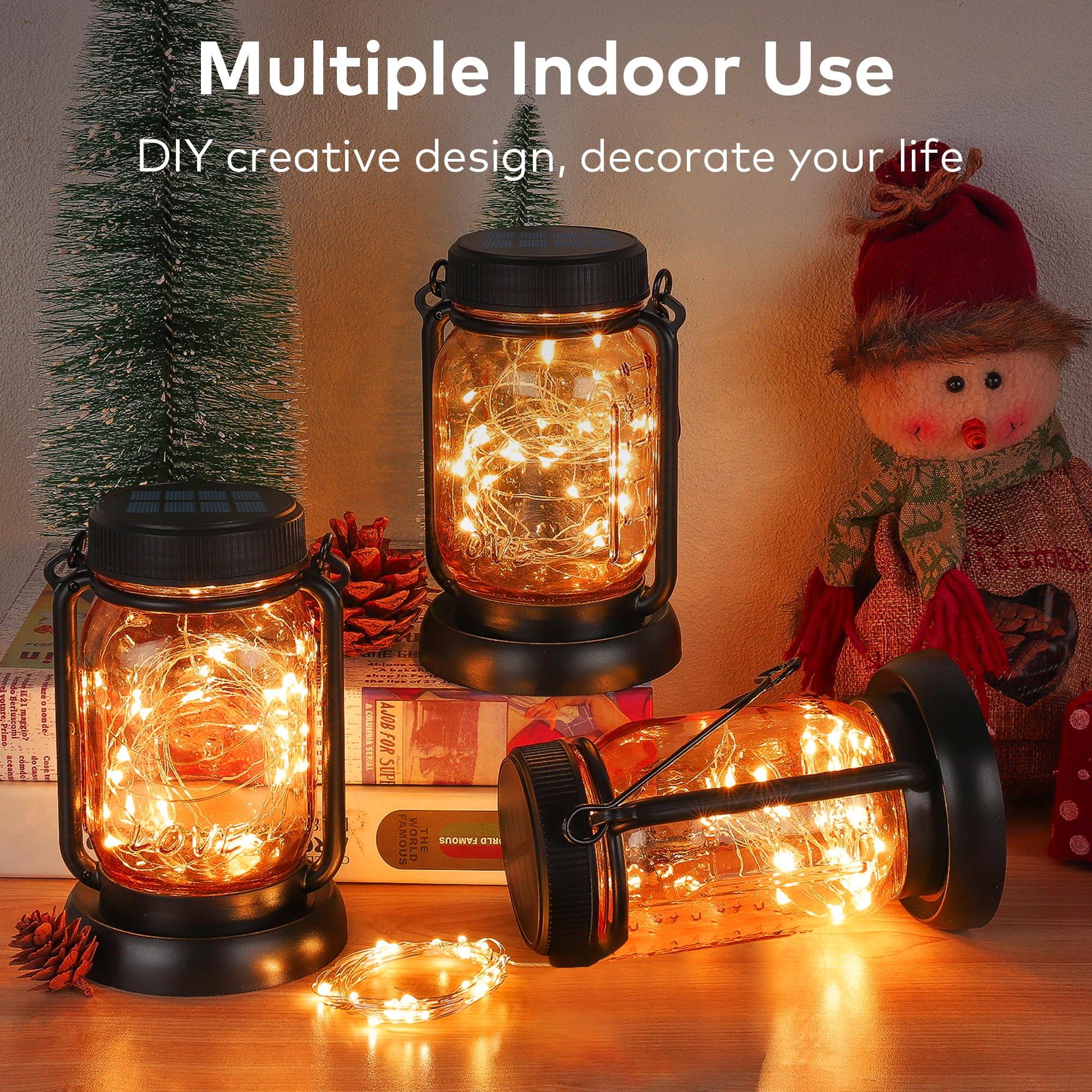 Ohlux 3 Pack Solar String Lights Outdoor, Orange Total 99Ft 300Led Solar Powered Waterproof Fairy Lights, 8 Modes Christmas Lights For Garden Christmas Patio Tree Wedding Decor