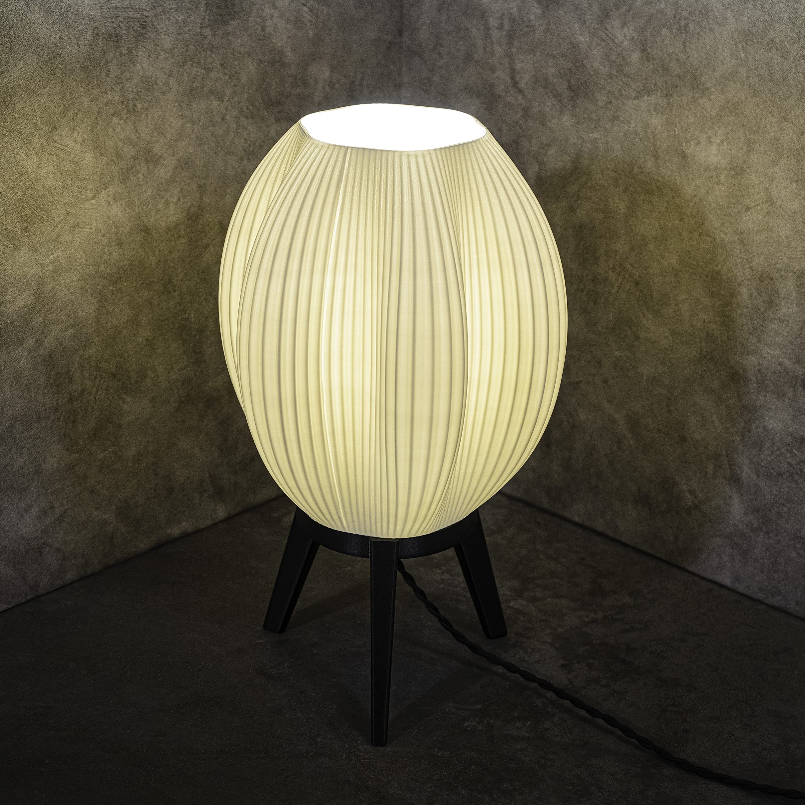 Jonathan Y Usa1000A 3D Printed Dimmable Led Table Lamp Wavy 16.5" Modern Contemporary Plant-Based Pla For Living Room, Dorm, Home, Office (Led Bulb Included), White/Black
