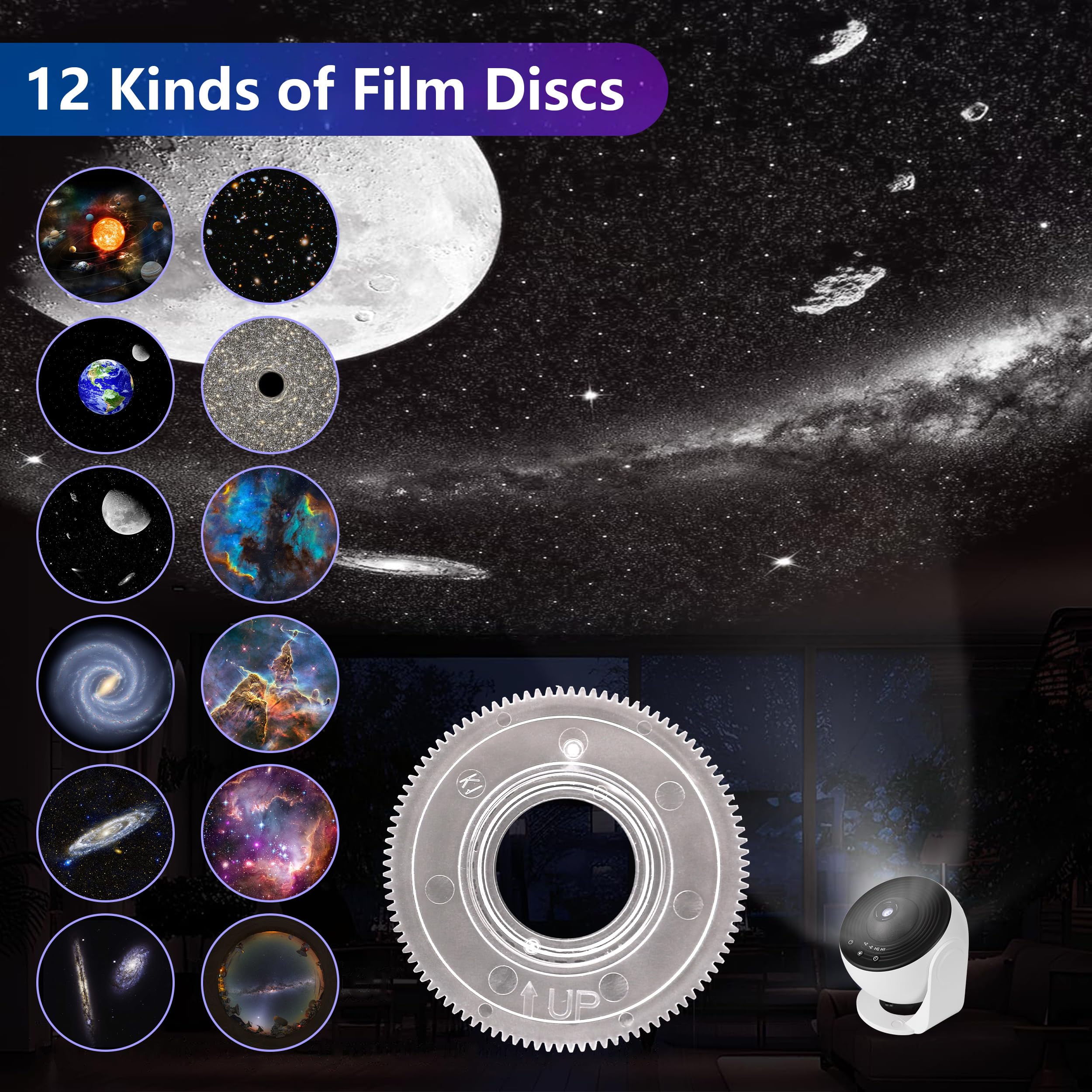 True North Ecommerce Tne 12-In-1 Planetarium Galaxy Projector For Bedroom With Fairy Lights-4K Hd Star Projector With 360° Rotation, Adjustable Timer & Knob, Ideal For Bedrooms &