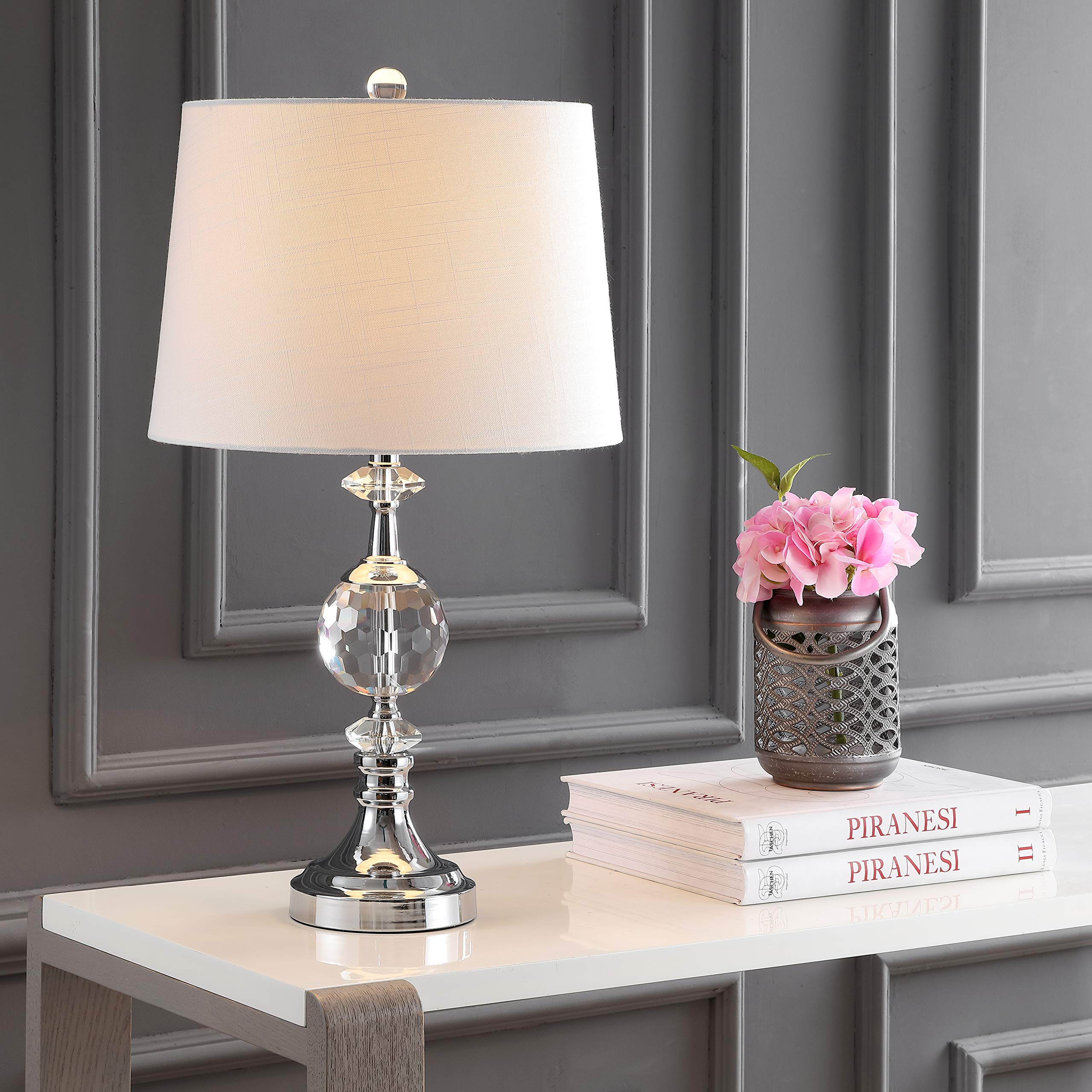 Jonathan Y Jyl5036A Channing 25.5" Led Crystal/Metal Table Lamp Glam Contemporary Bedside Desk Nightstand Lamp For Bedroom Living Room Office College Bookcase Led Bulb Included, Clear/Chrome