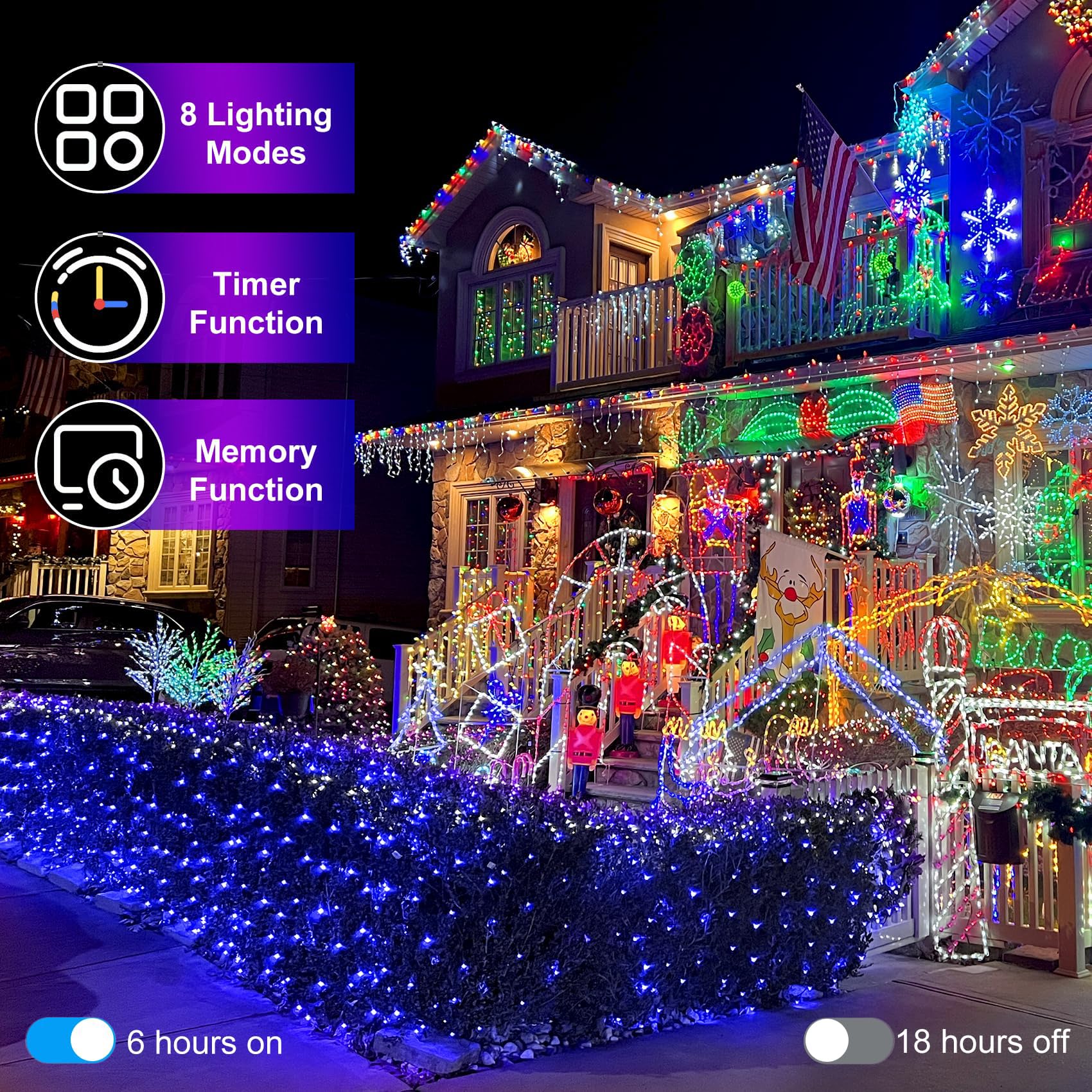 Wuxyiyang 750 Led 256Ft Outdoor Christmas Lights, Super Long String Lights 8 Modes Timer Memory, Outsite Waterproof Dark Green Wire Fairy Light Strings For Xmas Tree Wedding Holiday Party Decorations Blue