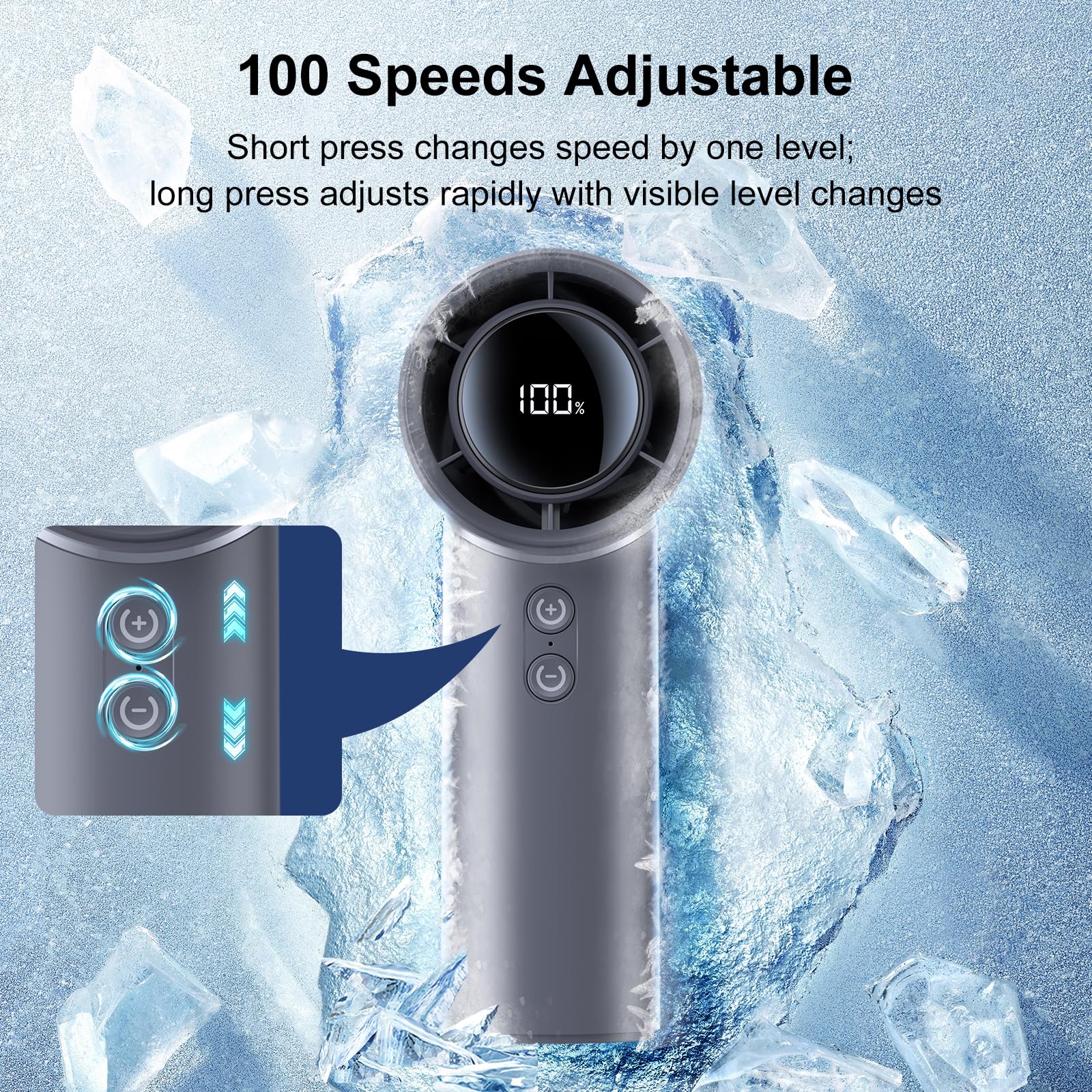 Otpeir Portable Fan, Turbo Handheld With Adjustable Speed(1-100), 4000Mah Battery Rechargeable