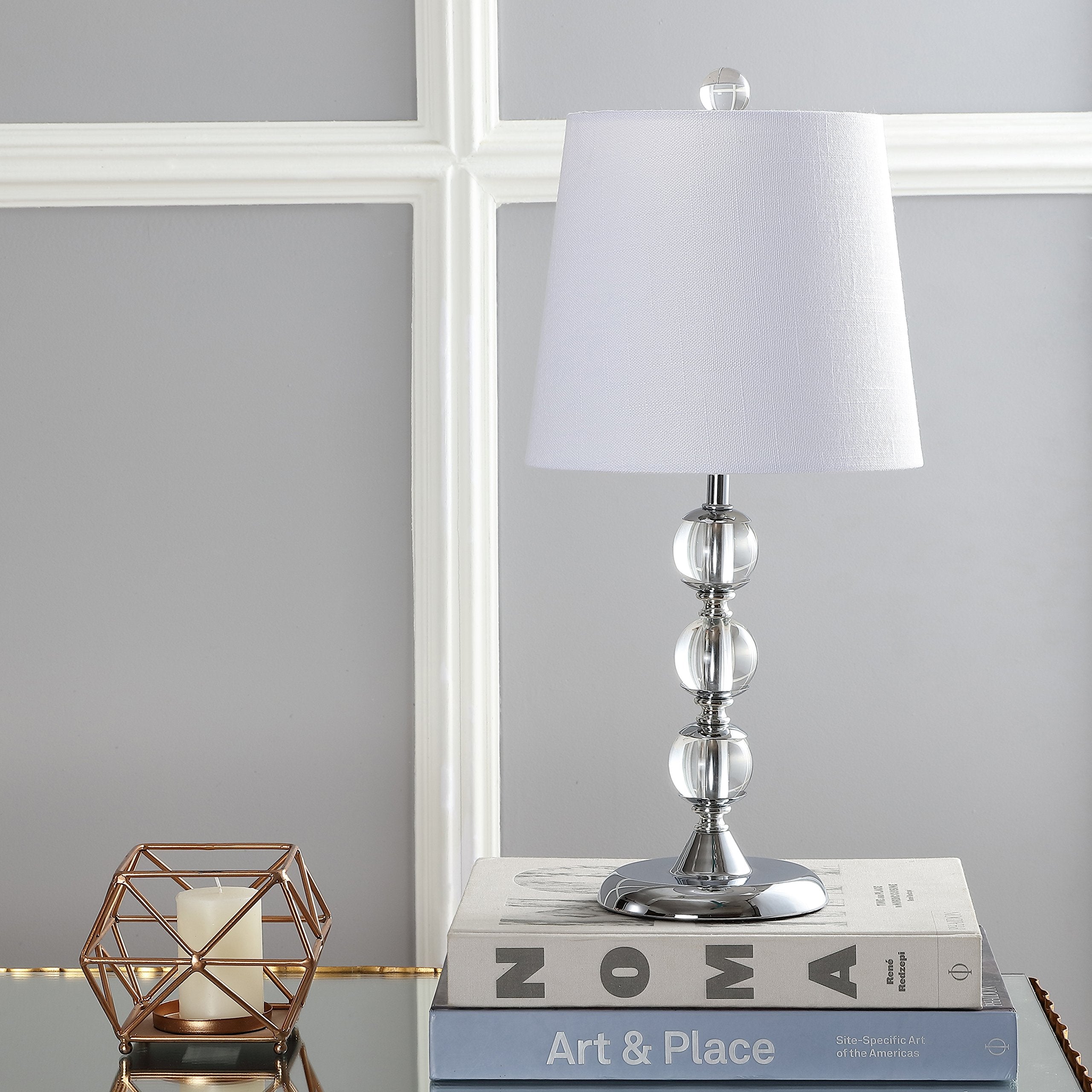 Jonathan Y JylA Hudson 20" Crystal Mini Led Table Lamp Traditional,Frenchcountry,Transitional For Bedroom, Living Room, Office, College Dorm, Coffee Table, Bookcase, Clear/Chrome