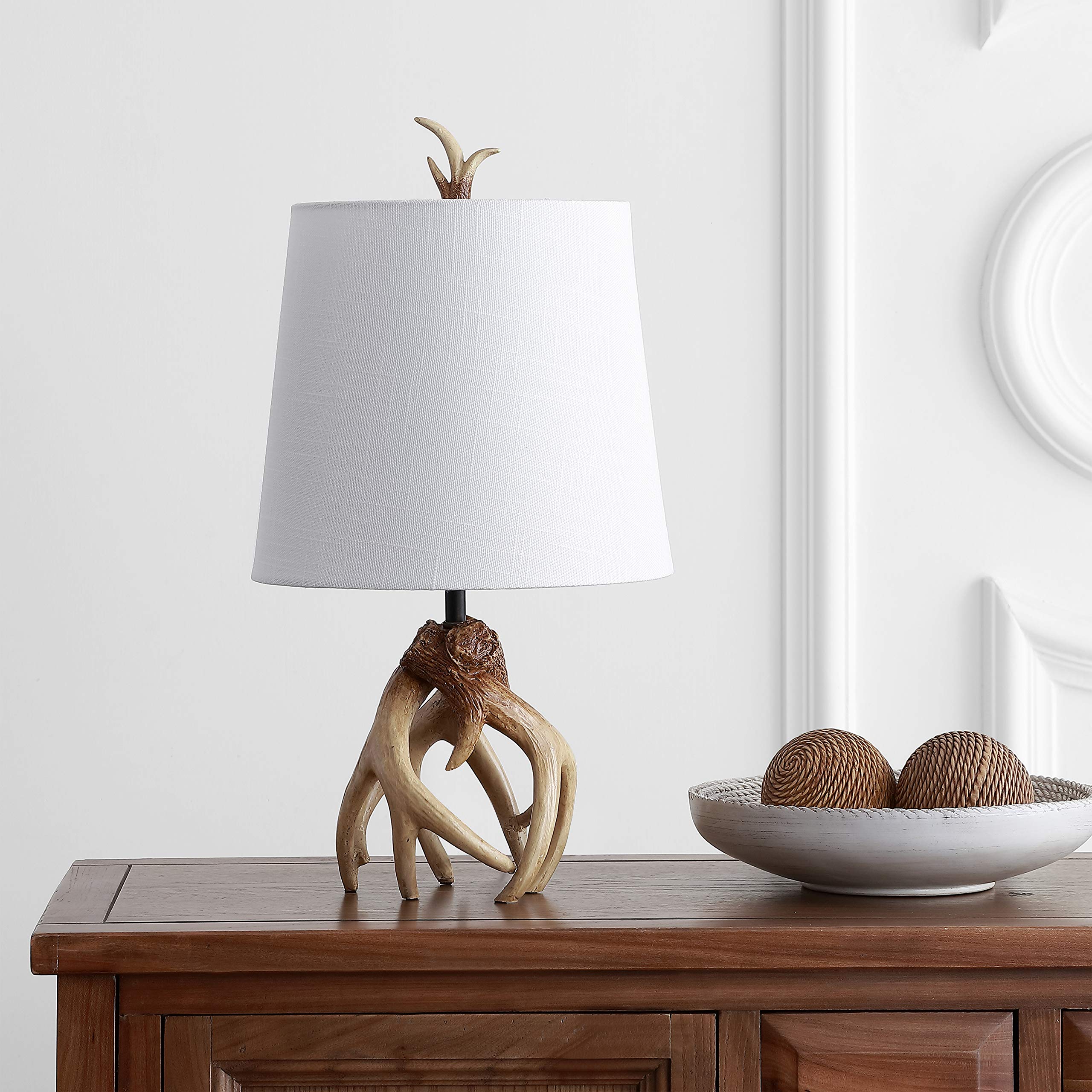 Jonathan Y Jyl4034A Vermont 19" Antler Resin Led Table Lamp Coastal Bedside Desk Nightstand Lamp For Bedroom Living Room Office College Bookcase Led Bulb Included, Natural