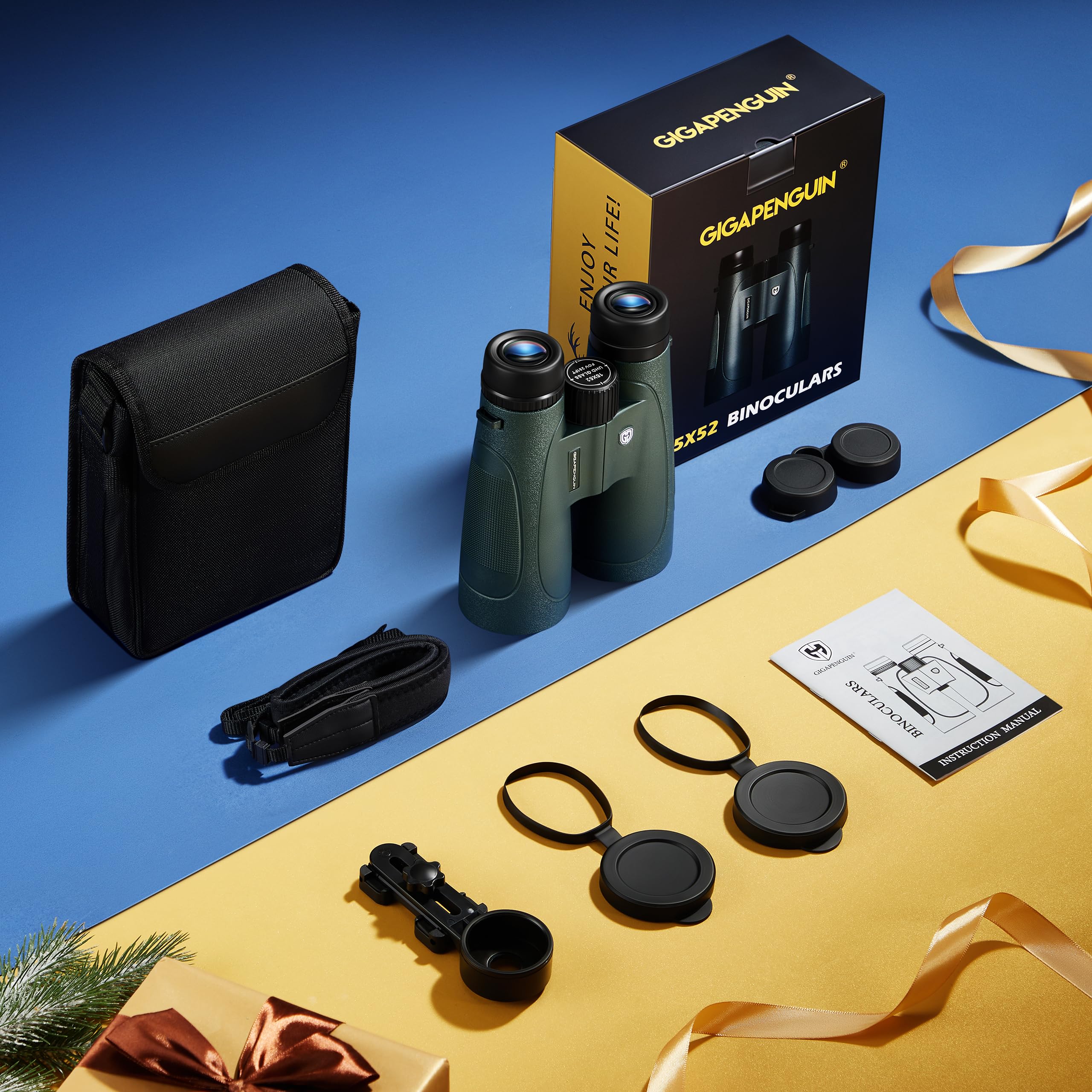 Gigapenguin 15X52 Hd Binoculars For Adults High Powered With  Phone Adapter - Large View Binoculars With Clear Low Light Vision - Lightweight Waterproof Binocular For Bird Watching Travel Hunting Cruise