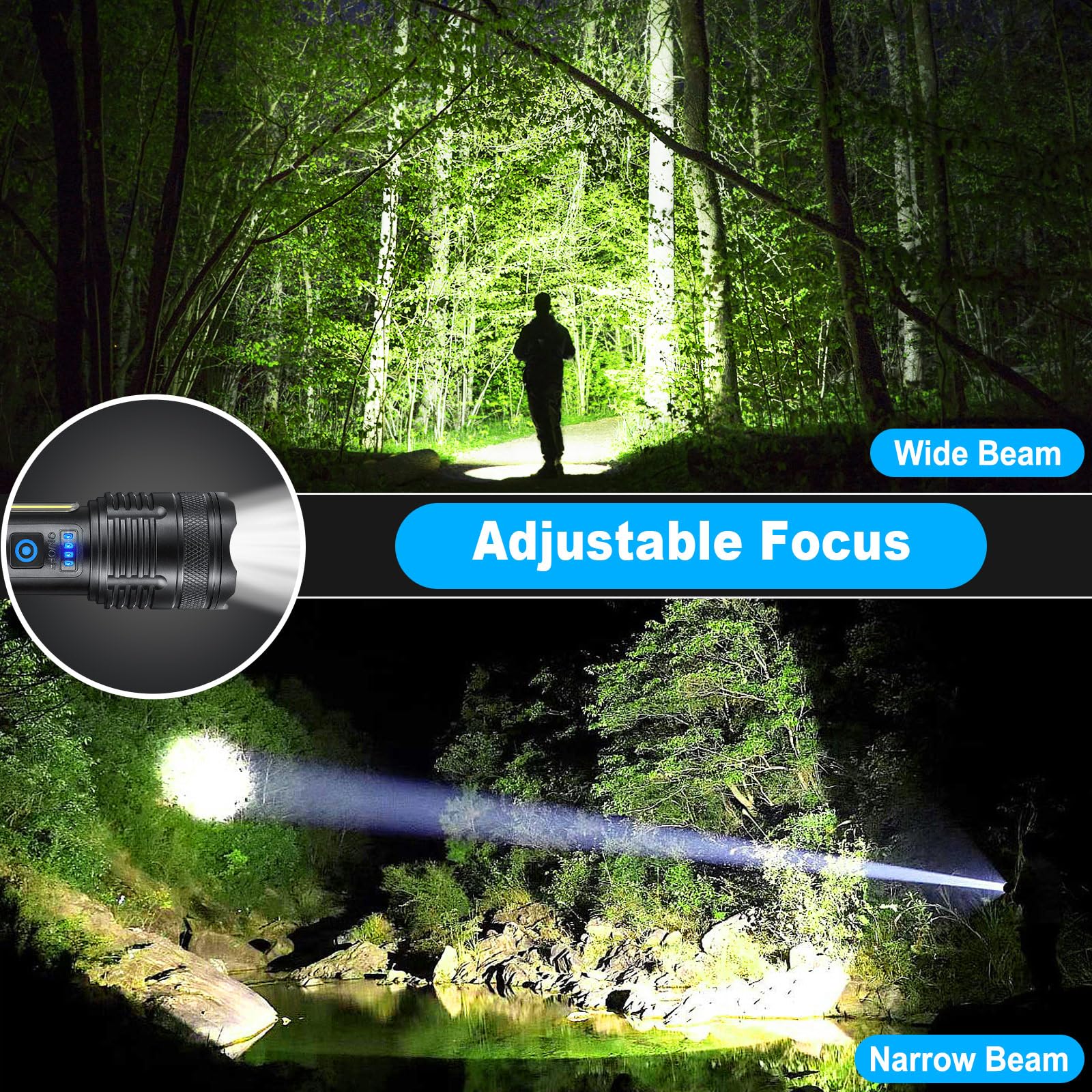 Kingcaesar 3 Pack Rechargeable Flashlights 990000 High Lumen, Ultra Bright Led Flash Light For Home, High Powered Flashlights With 7 Light Modes, Ipx7 Waterproof For Camping