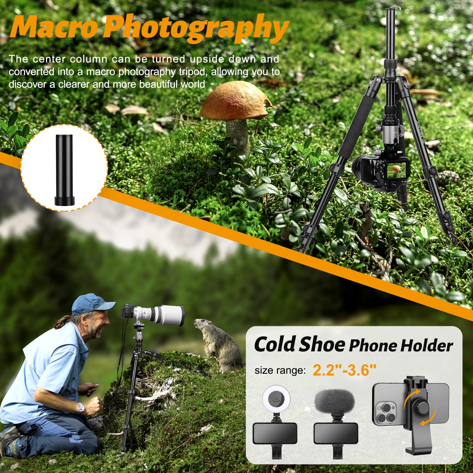Joilcan Tripod For Camera, 81" Aluminum Camera Tripod Monopod, Heavy Duty Travel Tripods For Spotting Scope Binoculars Laser Level, Payload 35Lb