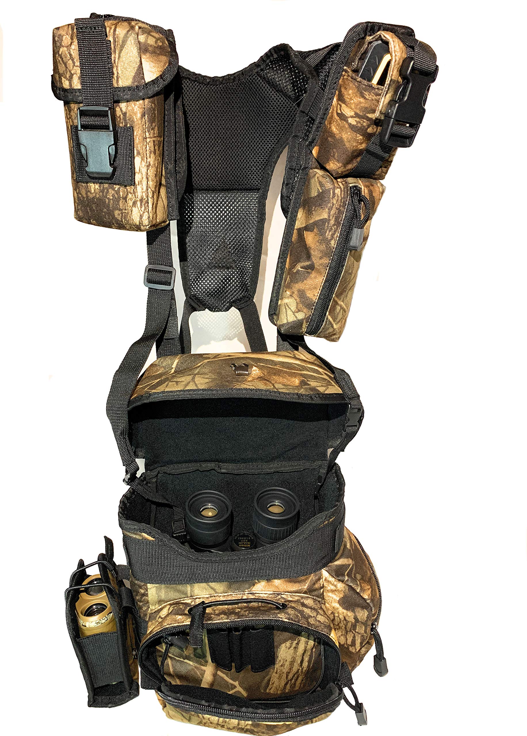 T.O.M Horizons Binoculars Harness Case Pack, Bino Pack With Rangefinder Compartment - Detachable Molle Compartments Camouflage For Hunting, Hiking And Birdwatching