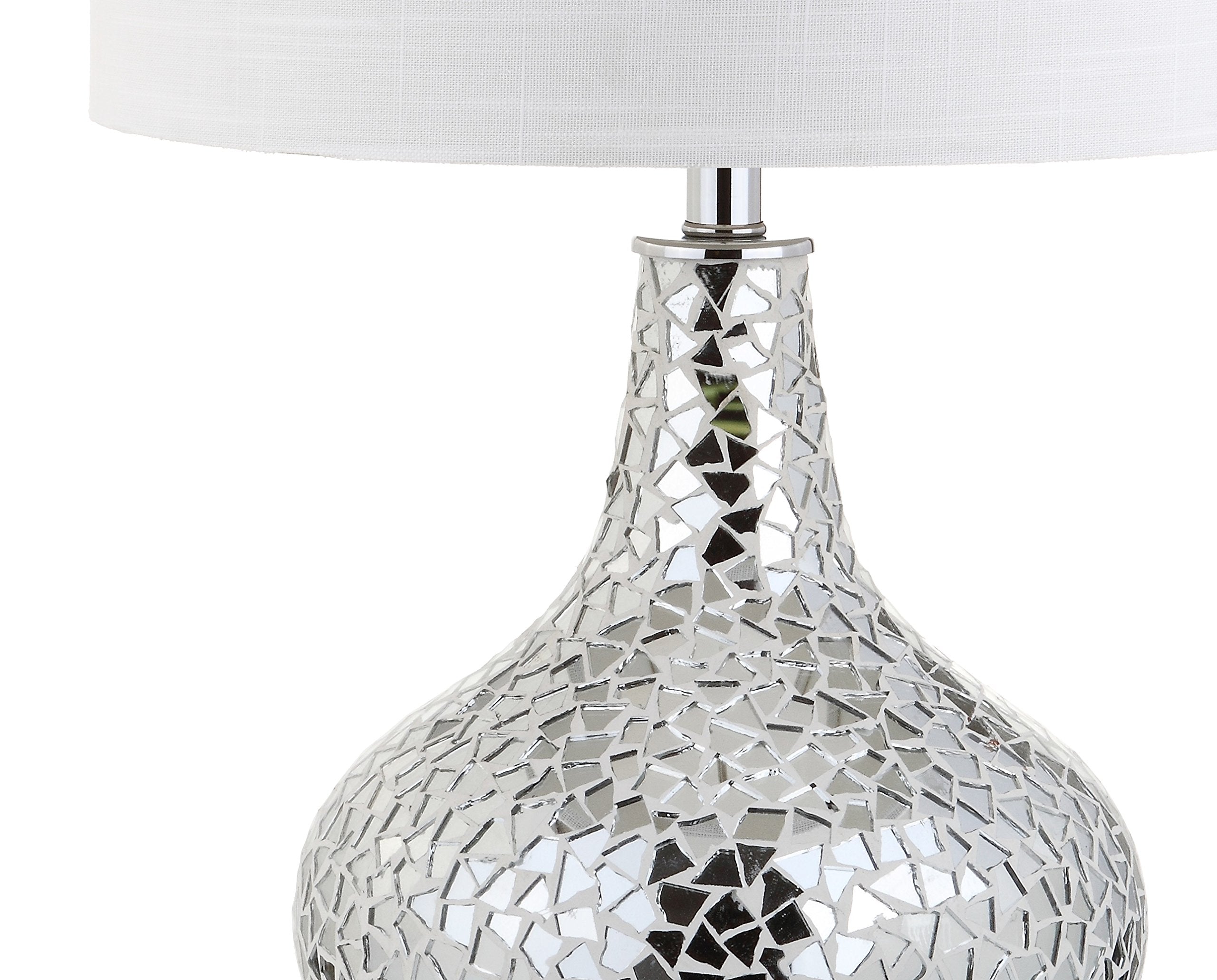 Jonathan Y Jyl1056A Emilia 26" Mirrored Mosaic Led Table Lamp Contemporary Glam Bedside Desk Nightstand Lamp For Bedroom Living Room Office College Bookcase Led Bulb Included, Silver