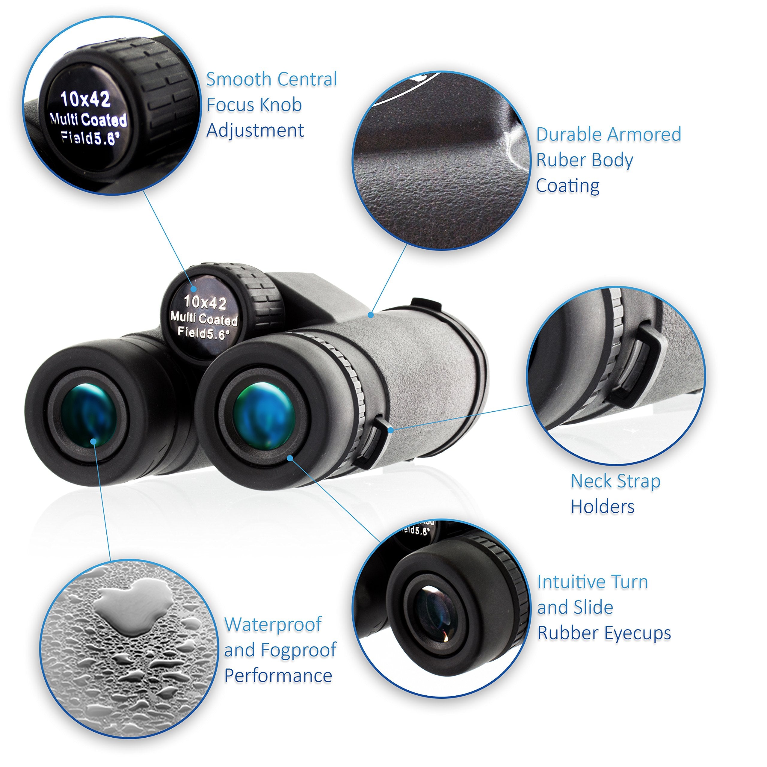 E Tronic Edge Binoculars For Adults - Professional For Bird Watching, Hunting, Hiking & Travel - Compact For Men And Women - Strap And Case Included