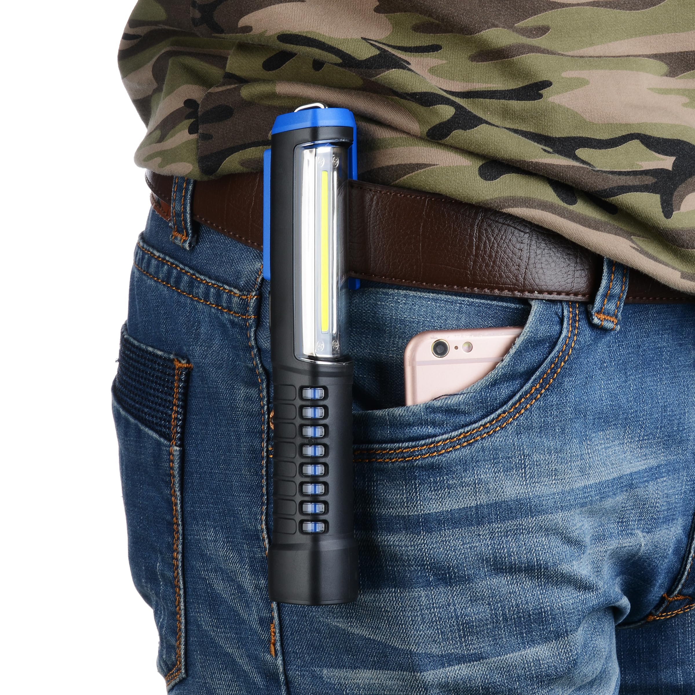Snlazp Universal Car & Home Emergency Work Light - Cob Led Inspection Lamp With Rechargeable Battery - Ideal For Auto Repair & Home Maintenance(Black+Blue)