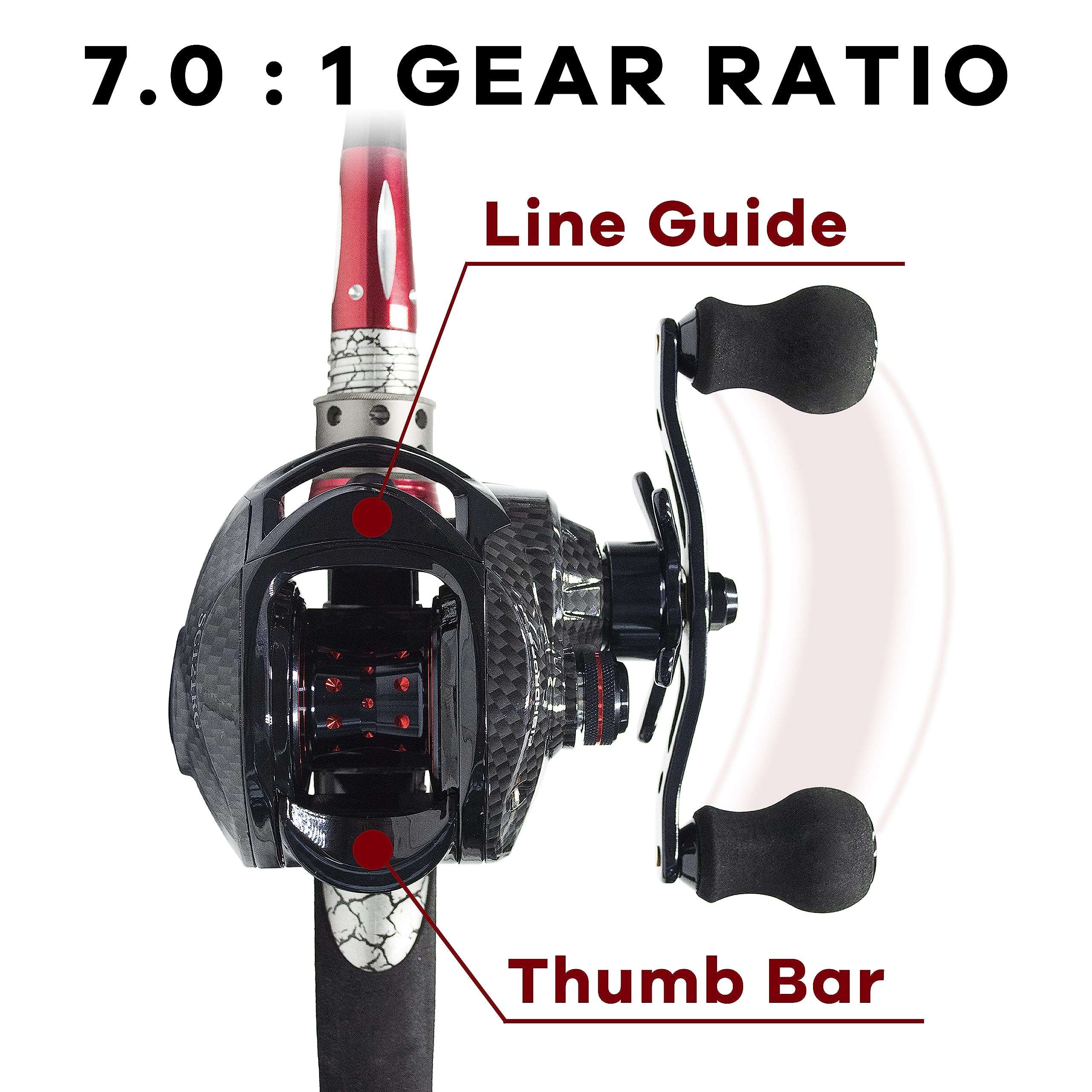 Fishdrops Baitcaster Reels, 9+1Bb, Cnc Aluminum Spool, Magnetic Brake System Bait Caster Reel High Speed Gear Ratio 7.0:1 Ultra Smooth Low Profile Baitcasting Fishing Reel