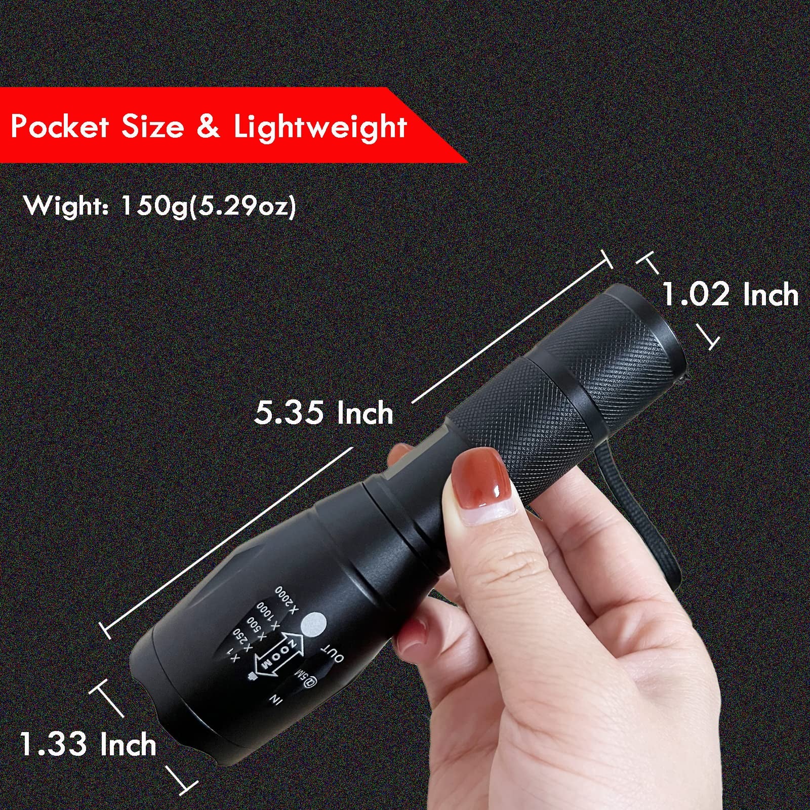Miular Military Grade Flashlight 2000 Lumens Single Modes Led Tactical Torch Flashlights Everyday Flash Light (2-Pack)