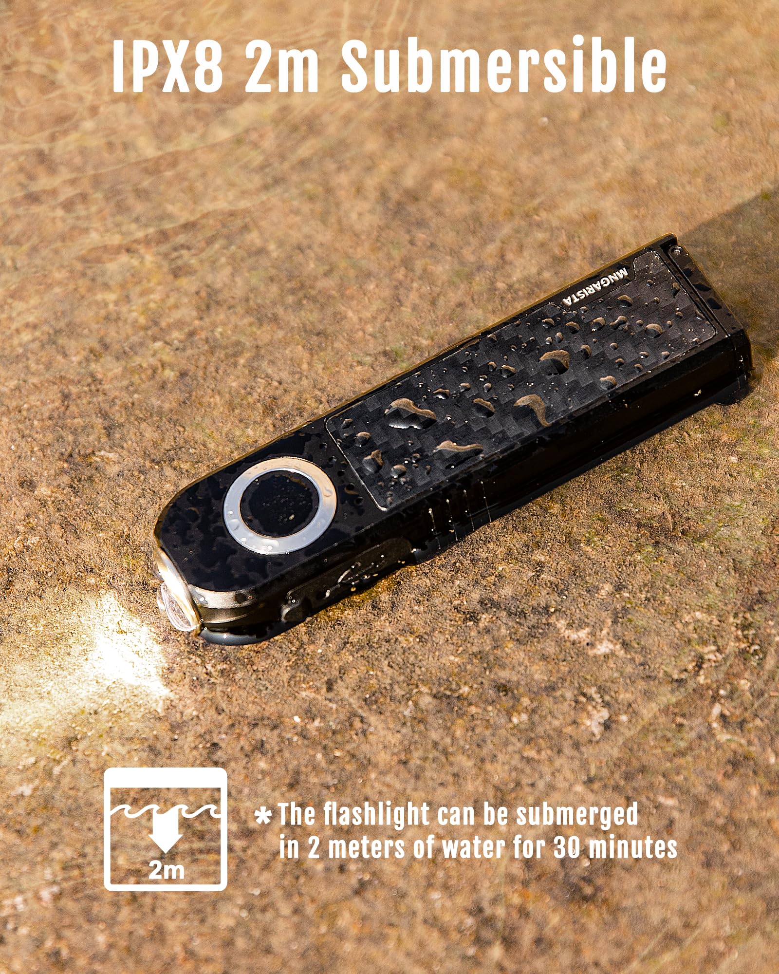 Mngarista Rechargeable Flashlight Edc, Ipx8 Waterproof, Magnetic Base, 500-Lumen