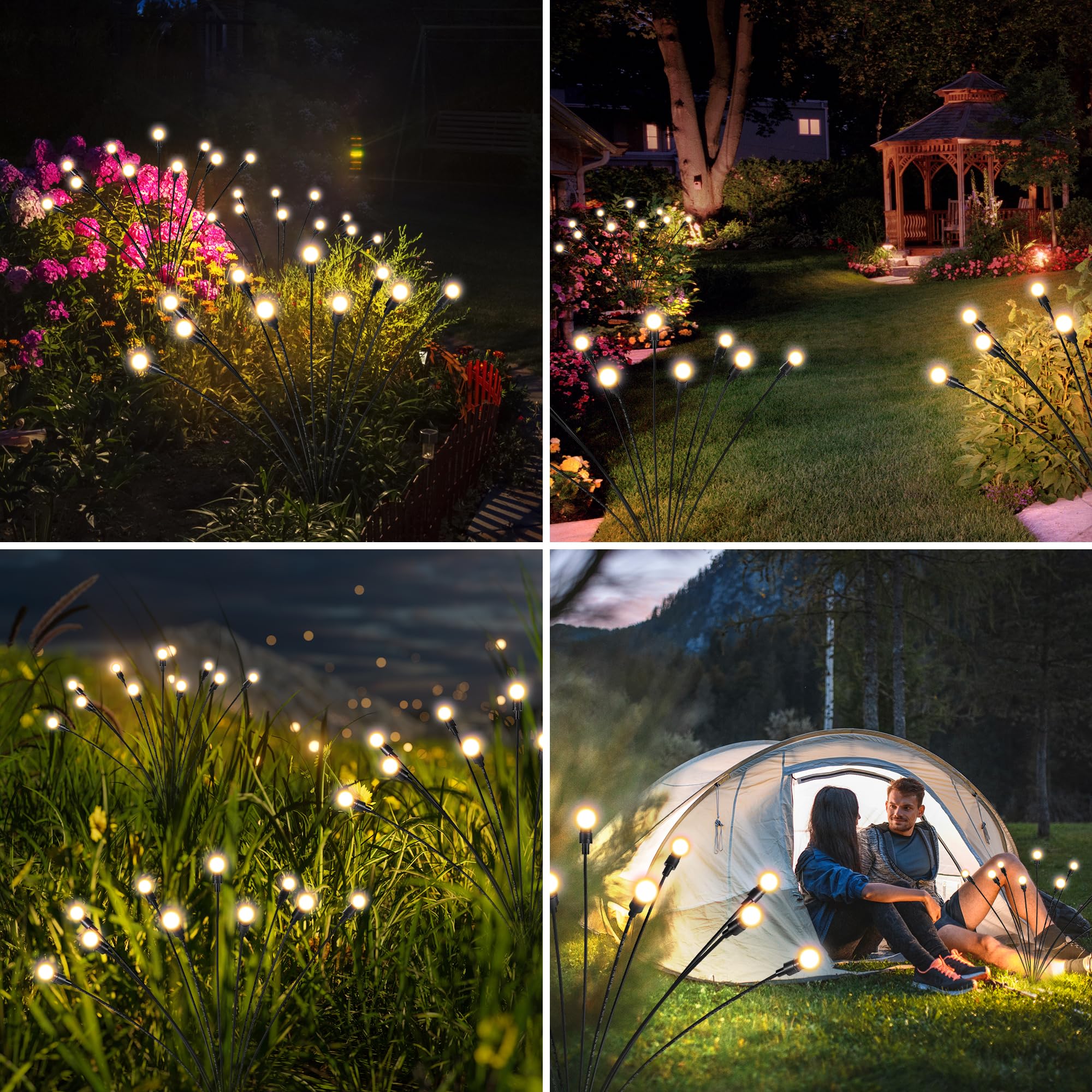 Suncket Solar Lights Outdoor Decoration, Waterproof Xmas Outdoor Lights Decor For Yard, Patio, Garden, And Front Porch, 20 Leds Swing With The Wind (2 Pack, Warm White)