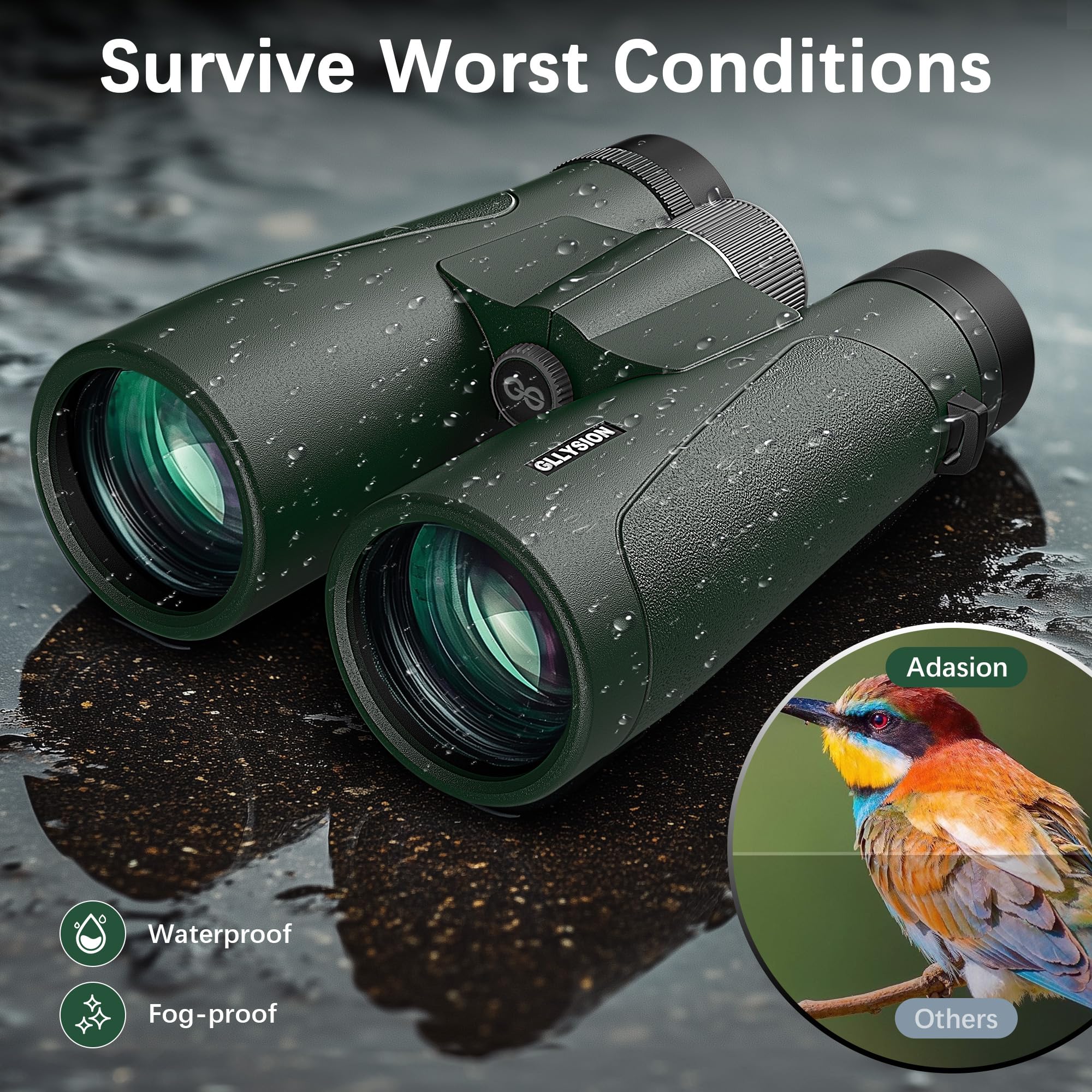 Gllysion 15X56 Professional Uhd Binoculars For Adults High Powered With Phone Adapter And Harness, Super Bright Waterproof Binoculars For Hunting Stargazing Bird Watching Hiking Travel