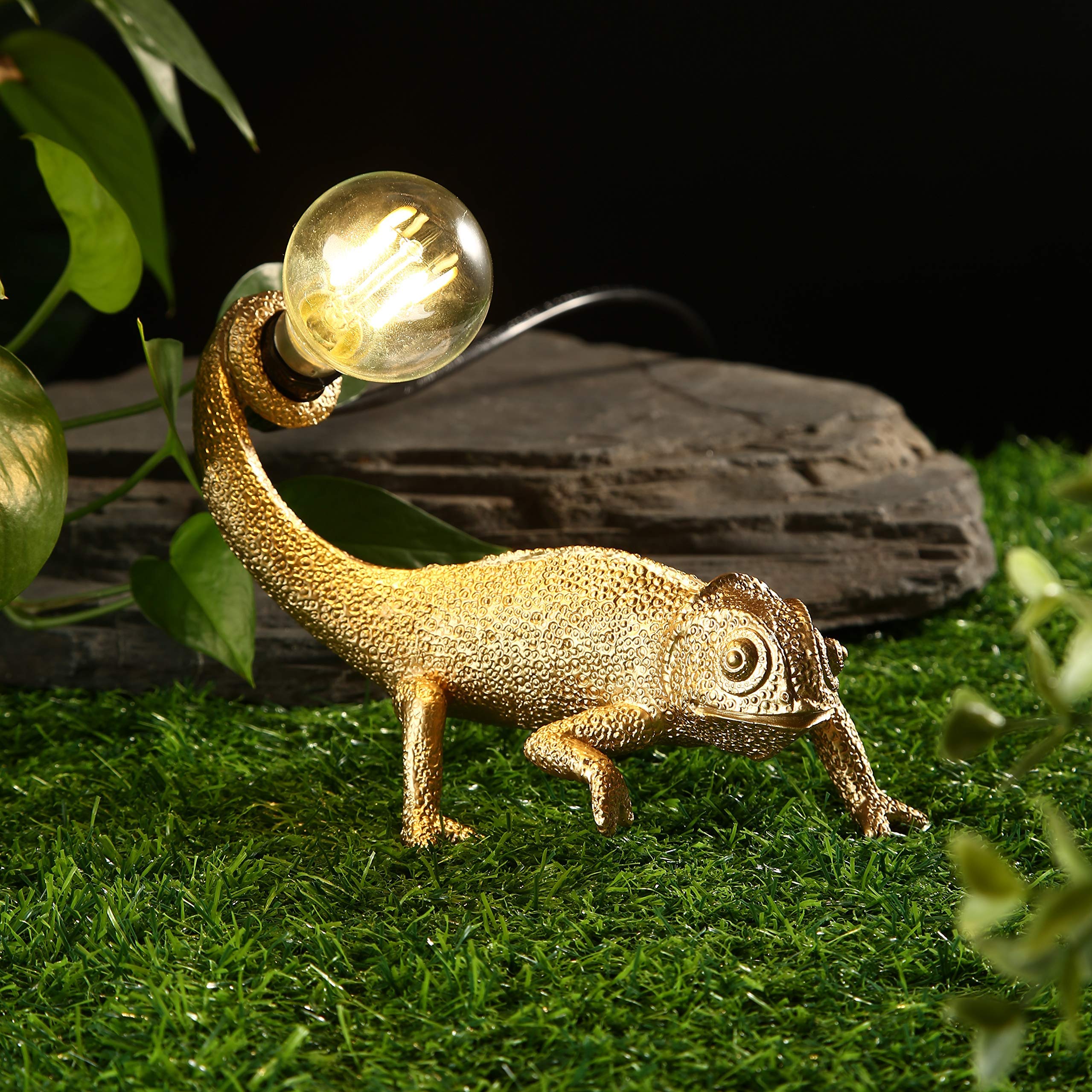 Mayola Modern Chameleon Table Lamp,Desk Lamp,Night Light,Wall Lamp, Resin Chameleon Lighting Fixture For Living Room, Bedroom, Office,Kids(Table Lamp, A-Gold)