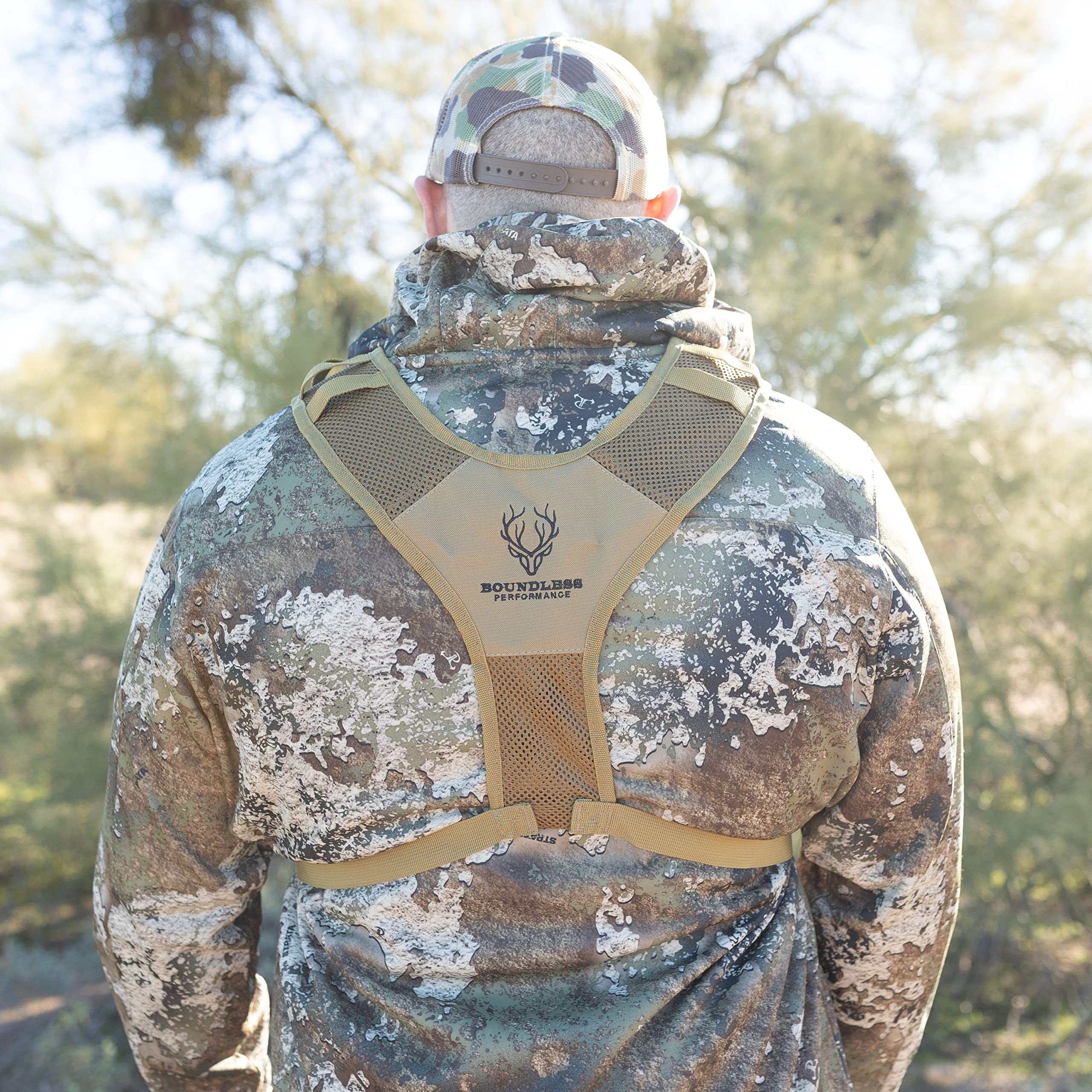 Boundless Performance Binocular Harness Chest Pack - Our Bino Harness Case Is Great For Hunting, Hiking, And Shooting - Binoc Straps Secure Your Binoculars - Holds Rangefinders, Bullets, Gear - Coyote