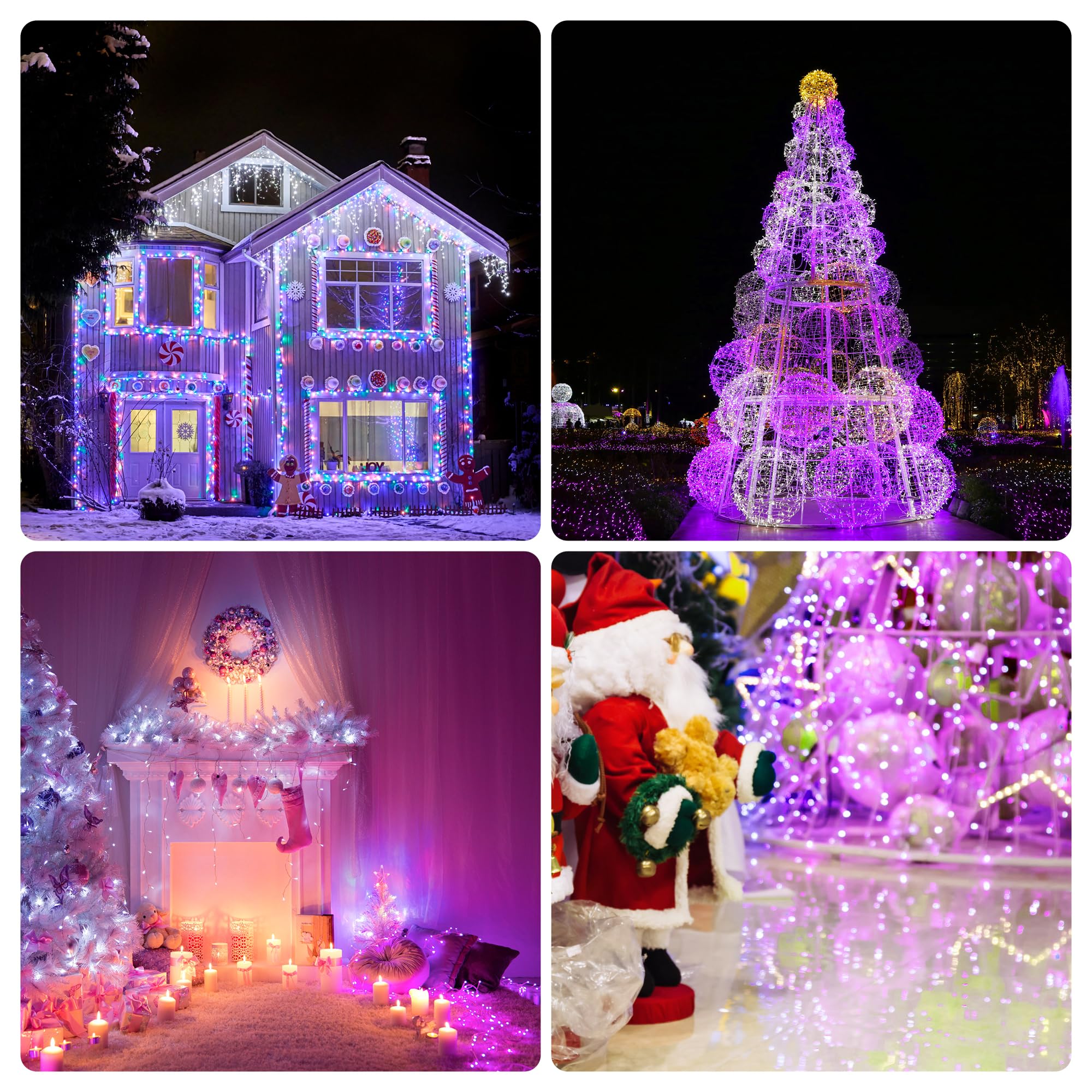 Isfofo 6 Pack Solar Fairy Lights For Outside Waterproof, 300Ft 780Led Purple Solar String Lights Outdoor Waterproof, 8 Modes Copper Wire Solar Christmas Lights For Patio Yard Trees Garden Wedding Party