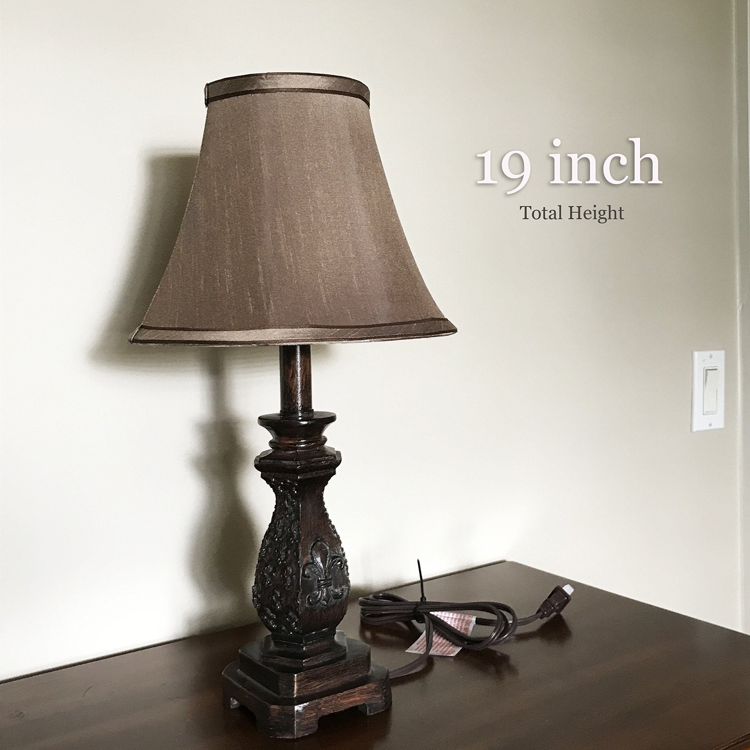 Melloway Set Of 2 Traditional Dark Bronze Table Lamps With Fleur-De-Lis Design, 19 Inch Height