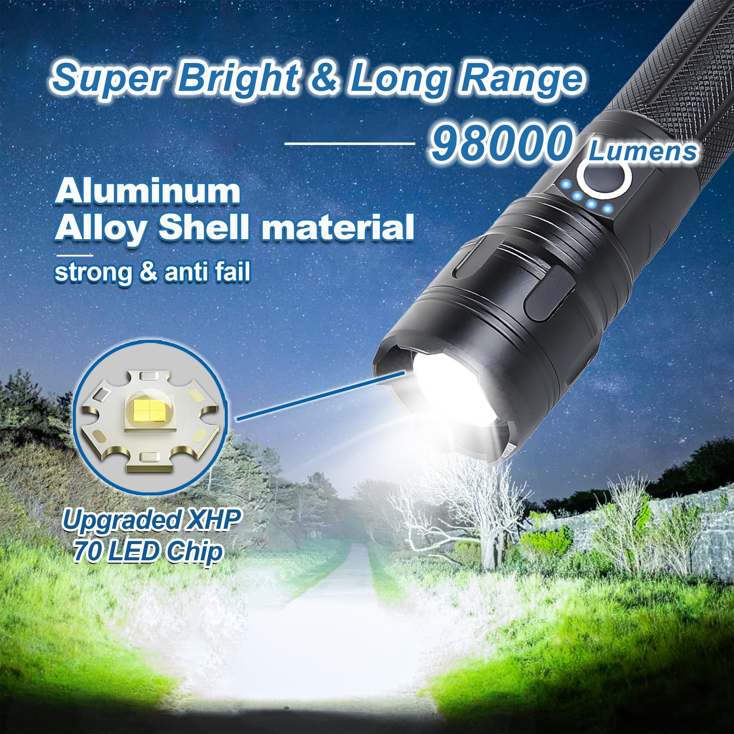 Olazol Flashlight Rechargeable 2 Pack Flashlights High Lumens Super Bright Led Flashlight Waterproof Handheld Flashlight For Emergency Camping