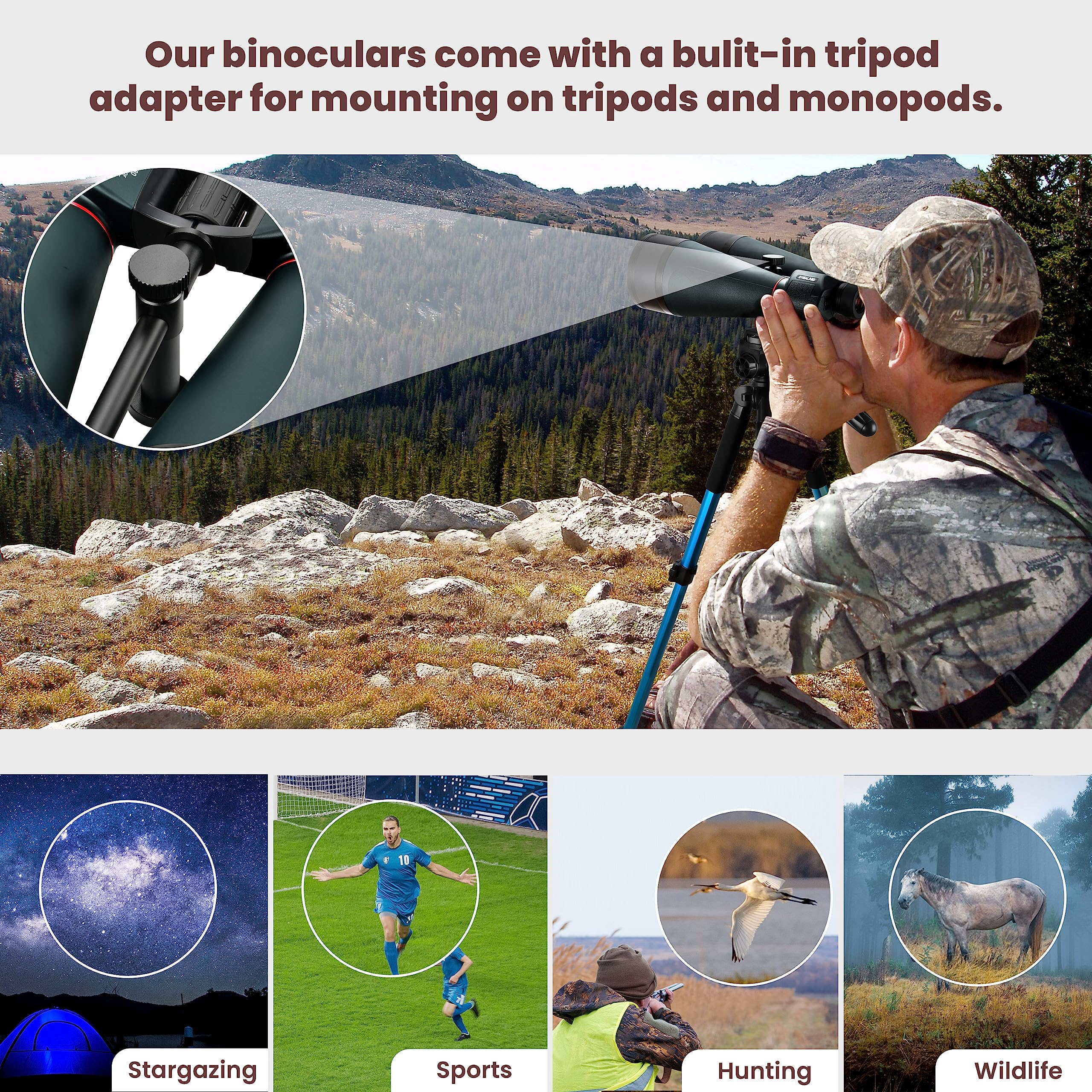 Esslnb Astronomy Binoculars - 20X80 For Adults, Outdoor Waterproof Binoculars For Bird Watching, Travel And Stargazing With Tripod Adapter And Carrying Bag
