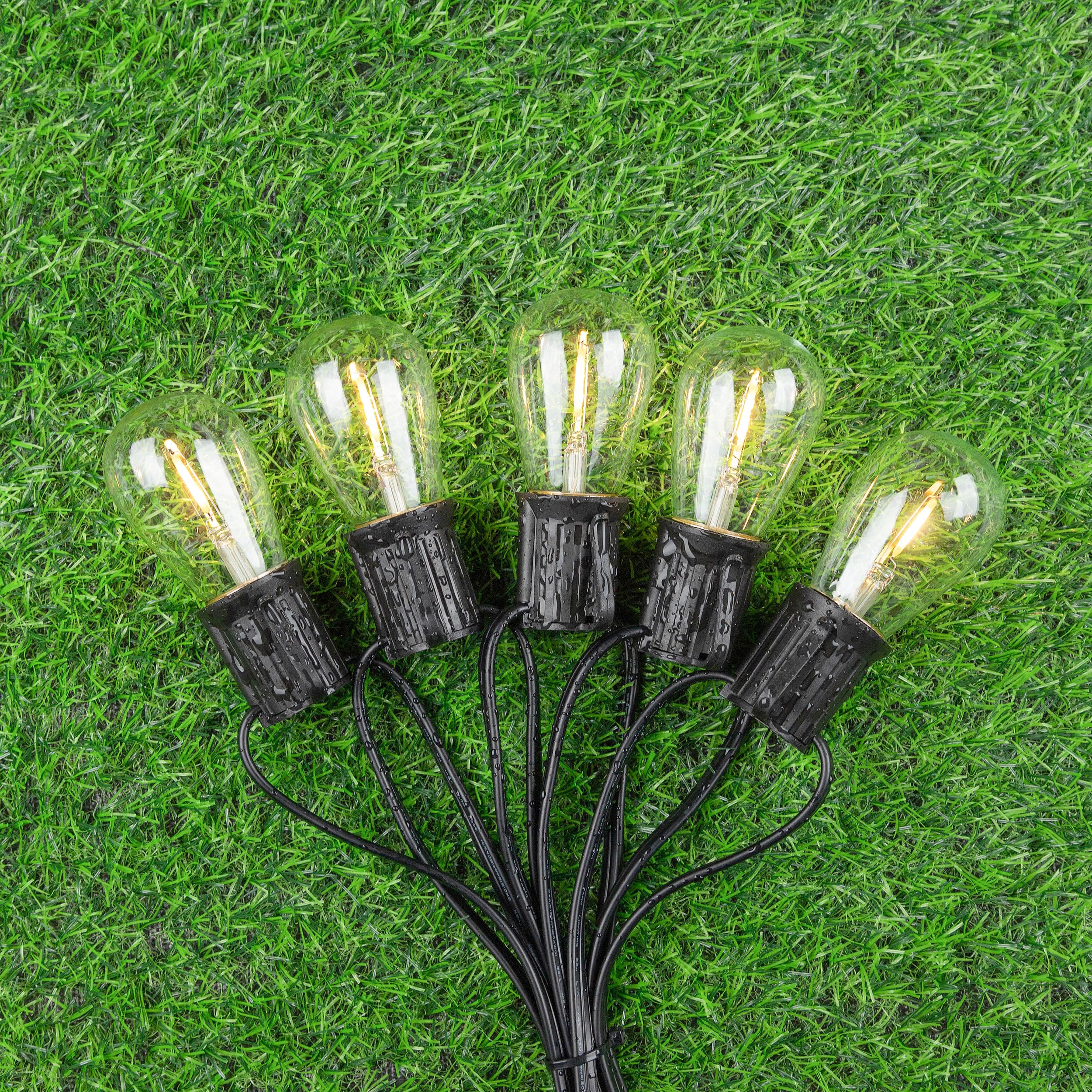 Sphoon 25 Pack S14 Replacement Led Bulbs Outdoor String Lights Bulbs Filament Edison Bulb 1W=10W For Garden Patio Party Warm White 2700K,80Lm,Clear Glass,E26 Base